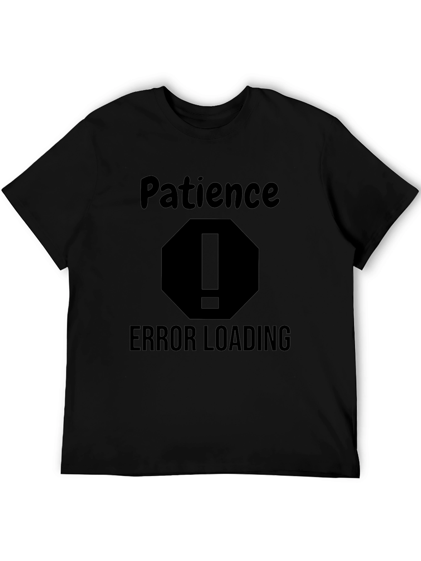 Black Patience Error Loading Men's Black T-Shirt view 5