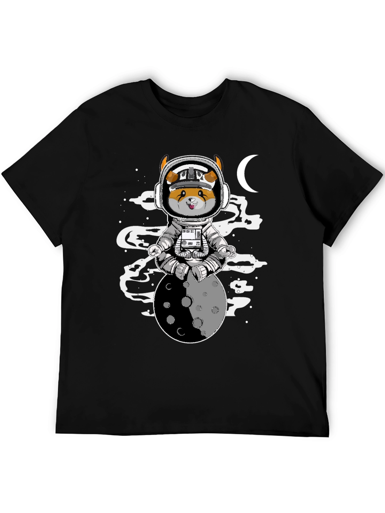 Black Astronaut Dog on the Moon T-Shirt view 5