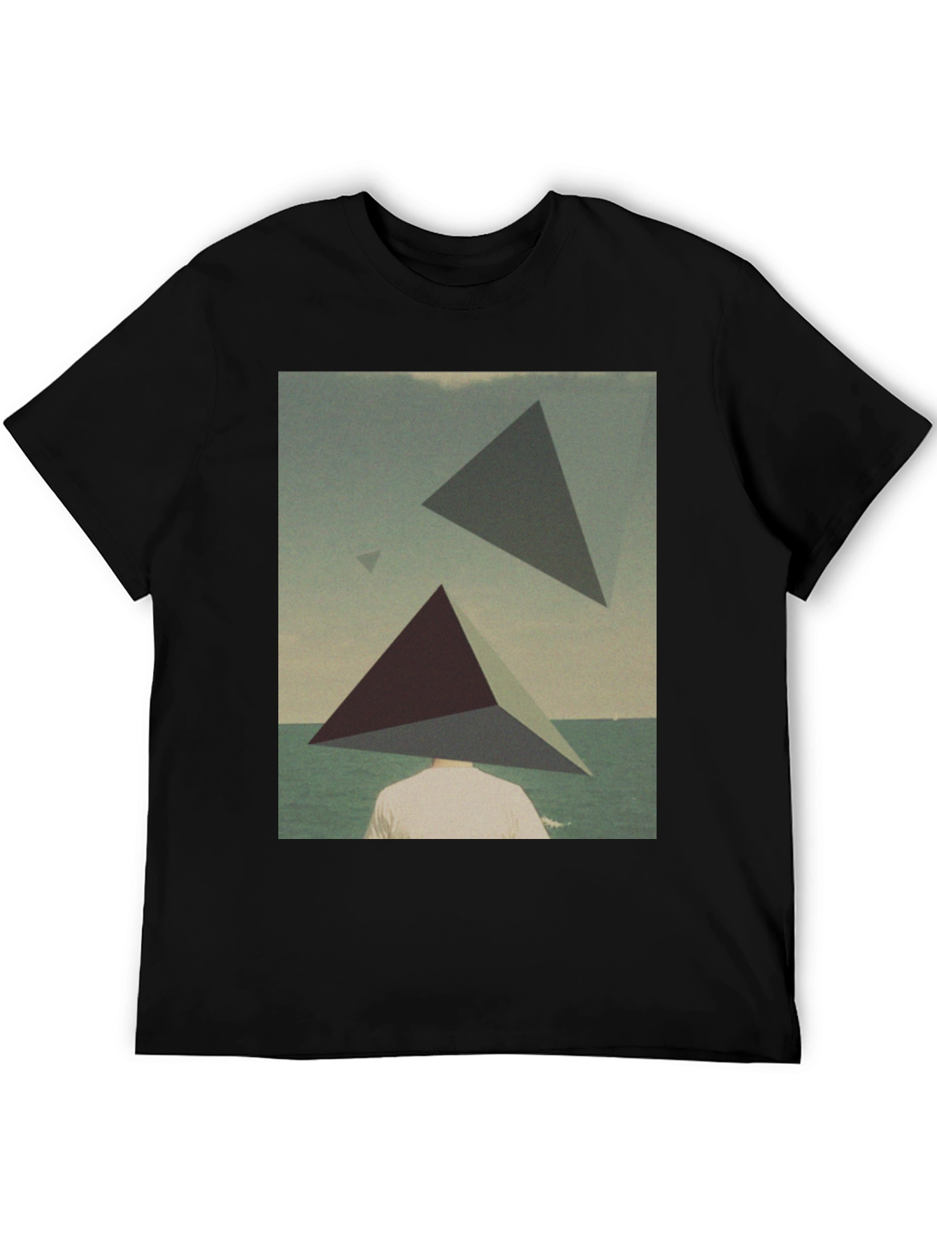 Black Abstract Triangle Graphic Tee - Men's Black T-Shirt view 5