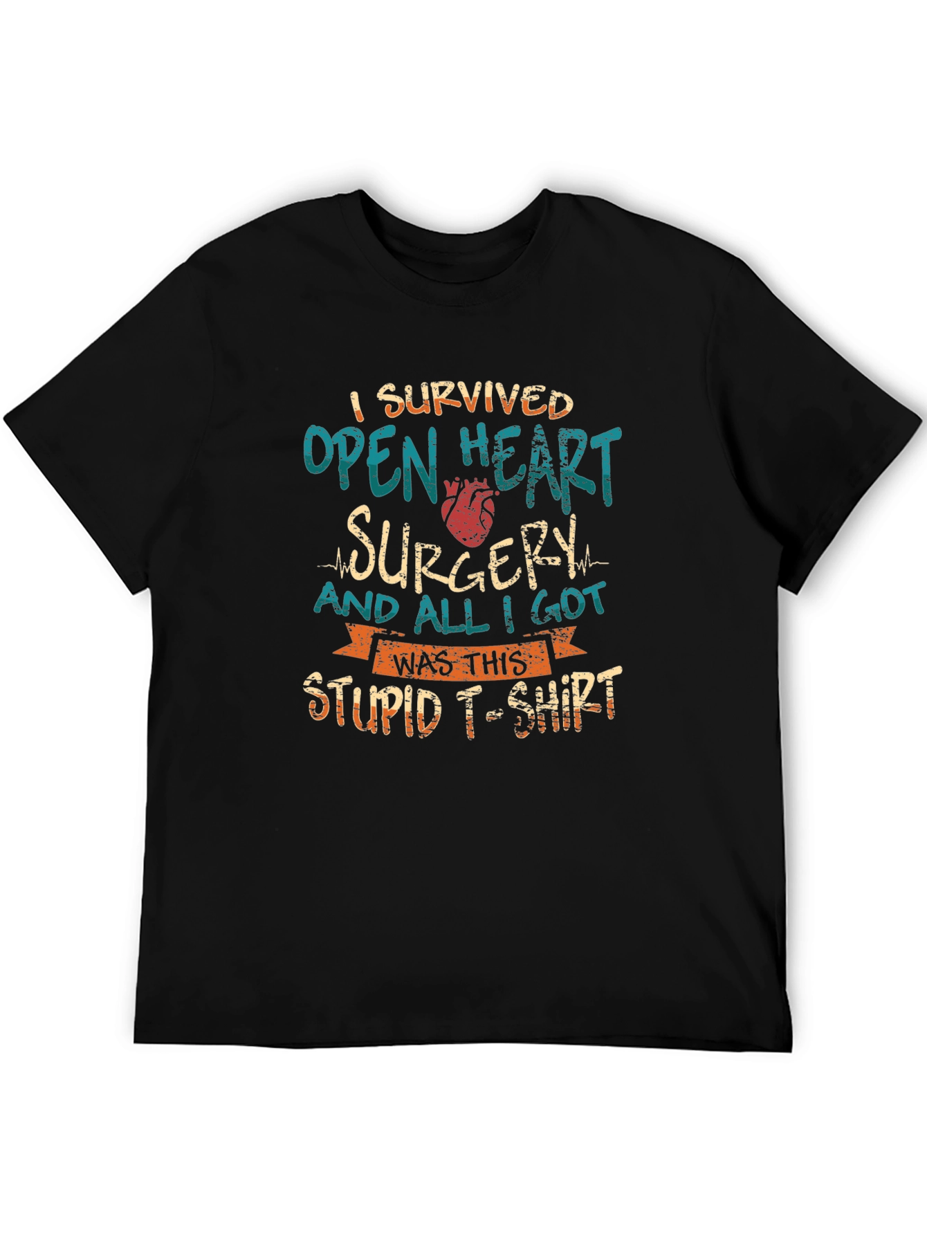 Black Open Heart Surgery Survivor T-Shirt view 5