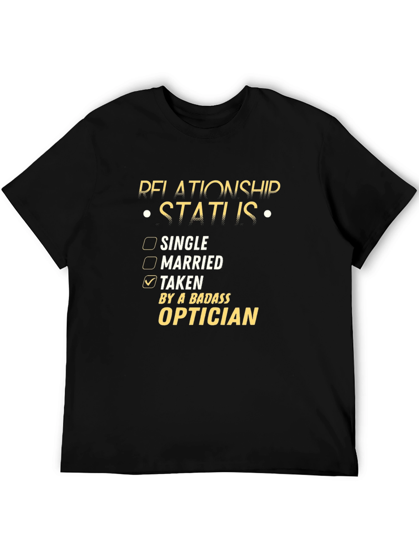Black Relationship Status Badass Optician Graphic Tee view 5