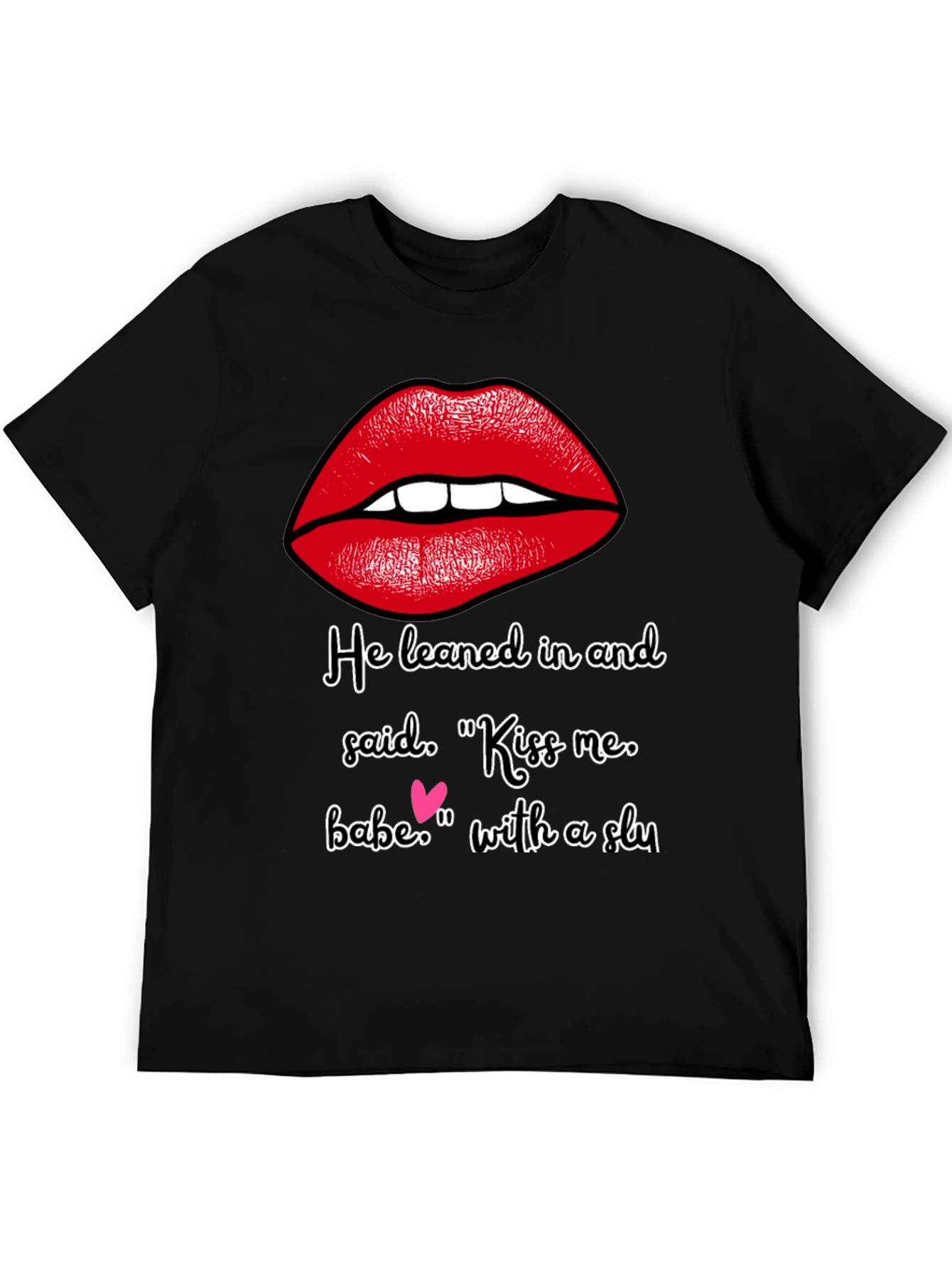 Black Kiss Me Graphic Tee - Soft Cotton Blend view 5