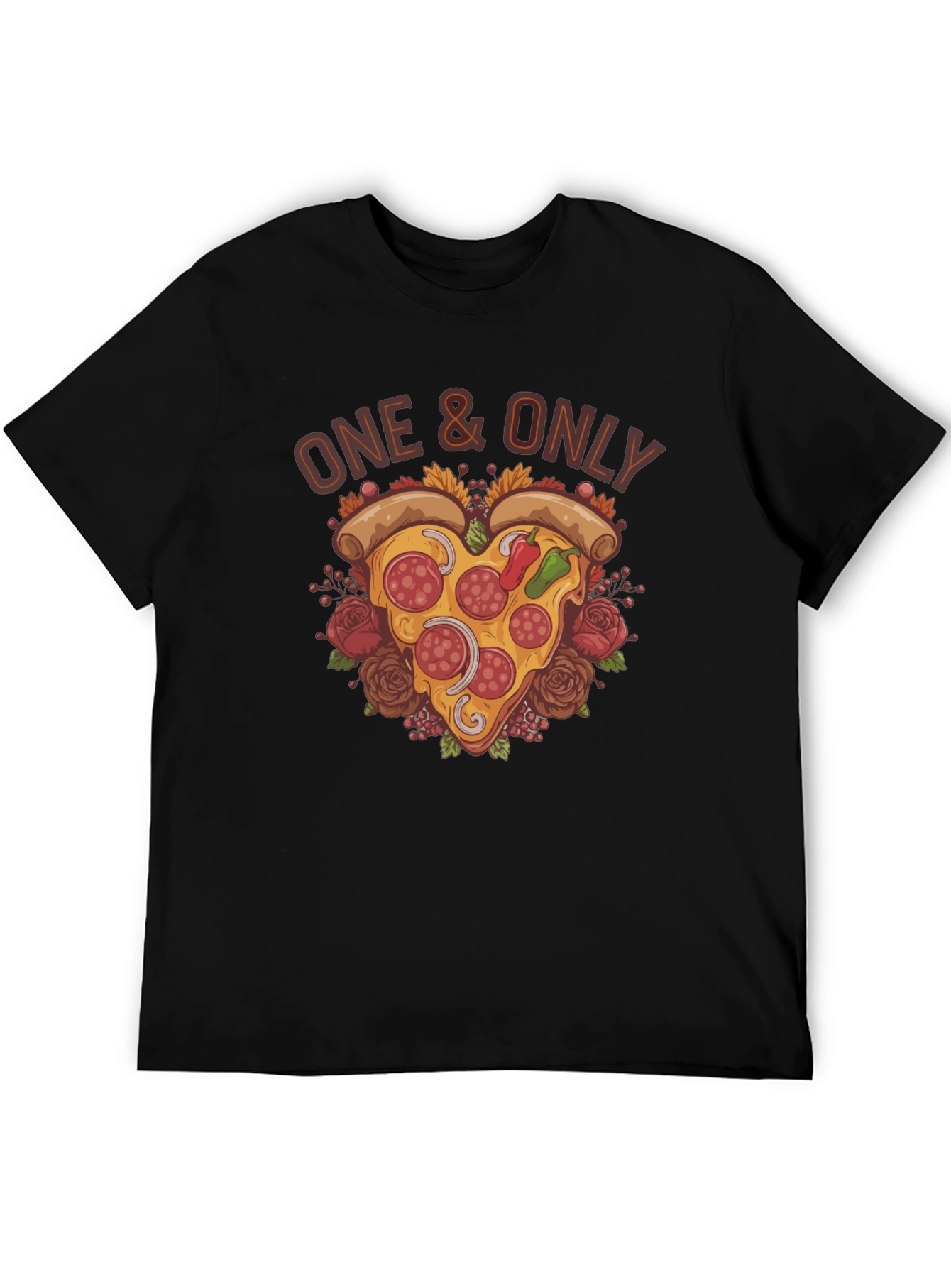 Black One & Only Pizza Heart Graphic T-Shirt view 5