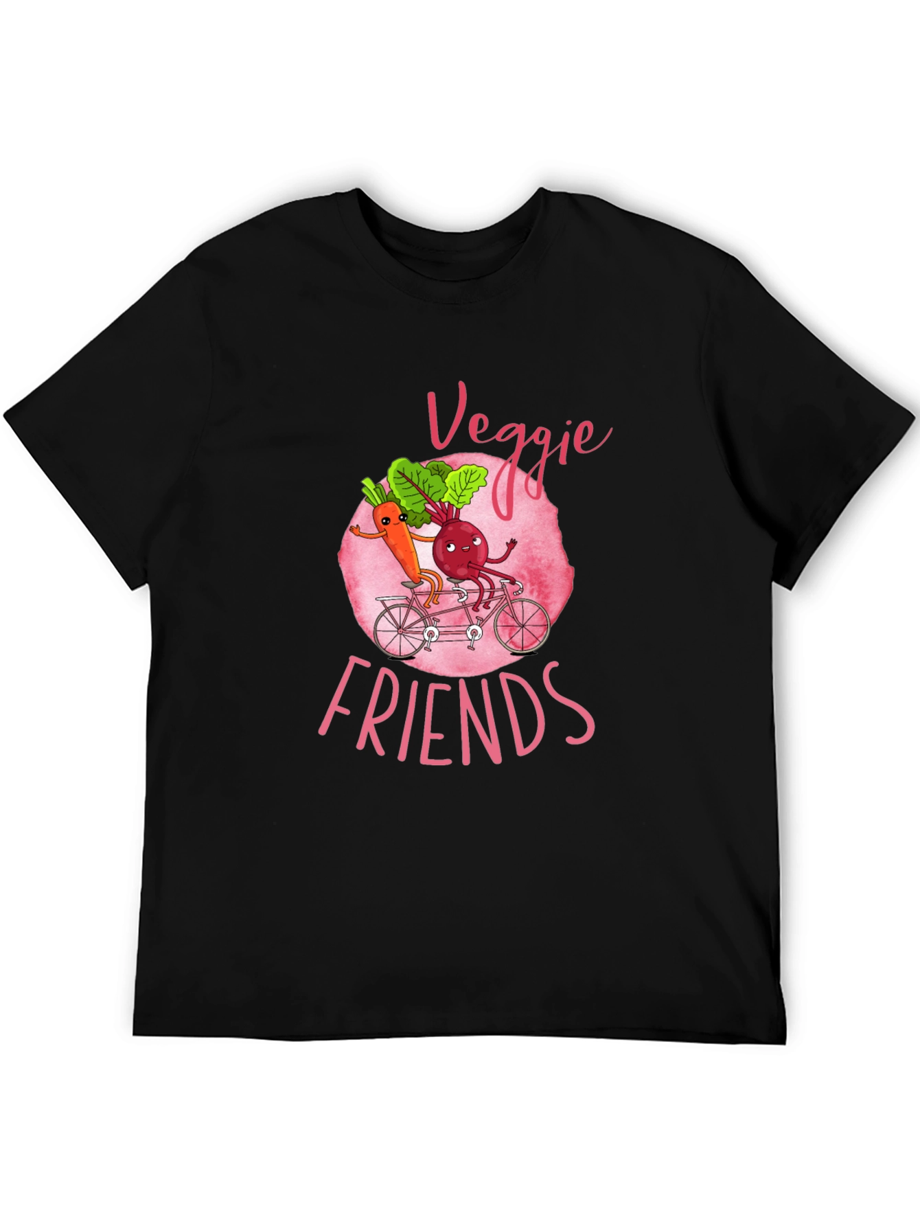Black Veggie Friends Graphic T-Shirt - Cute Cartoon Design view 5
