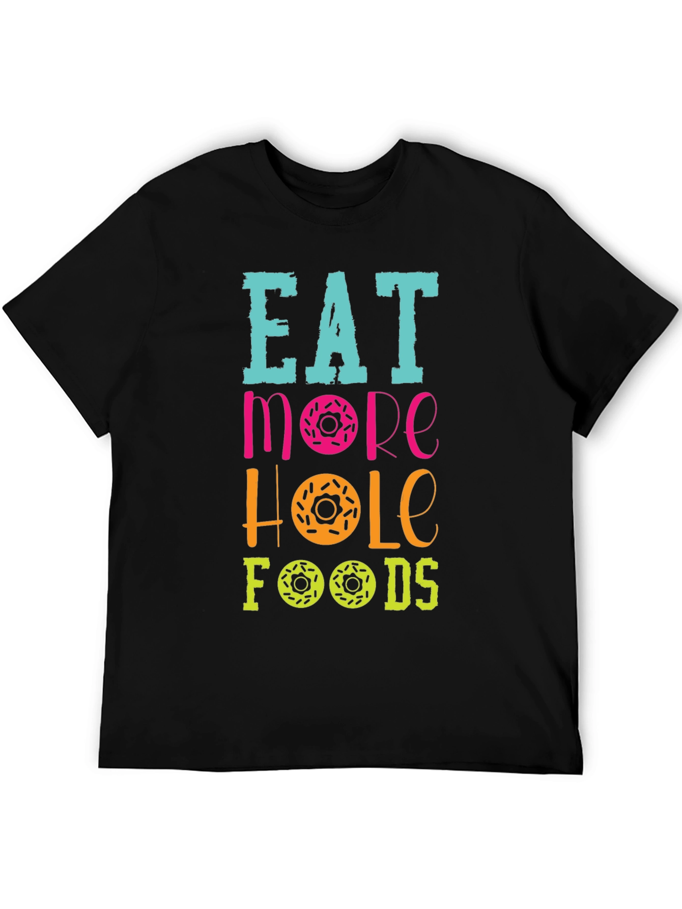 Black Eat More Hole Foods Donut T-Shirt view 5