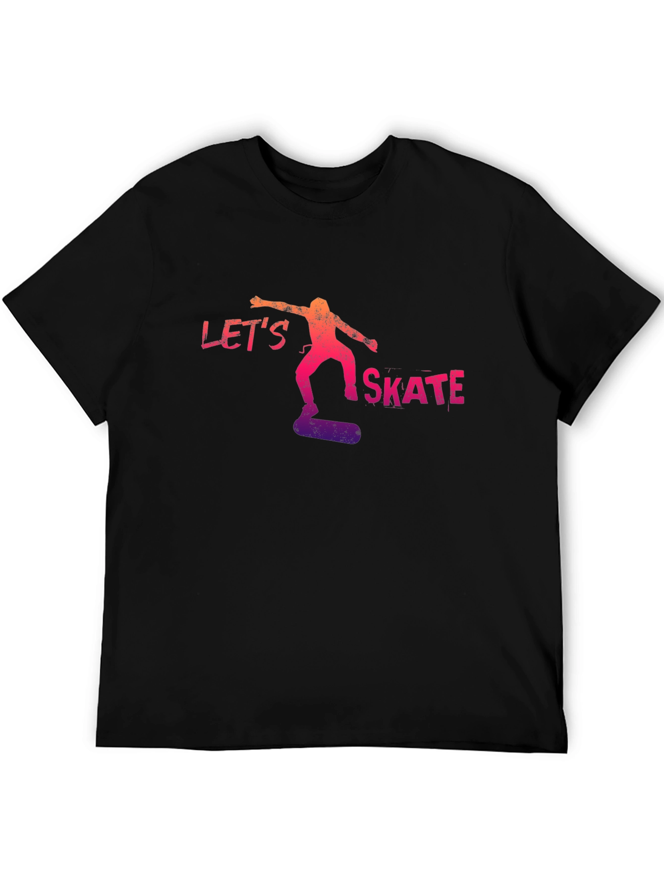 Black Let's Skate T-Shirt - Cool Skater Tee view 5