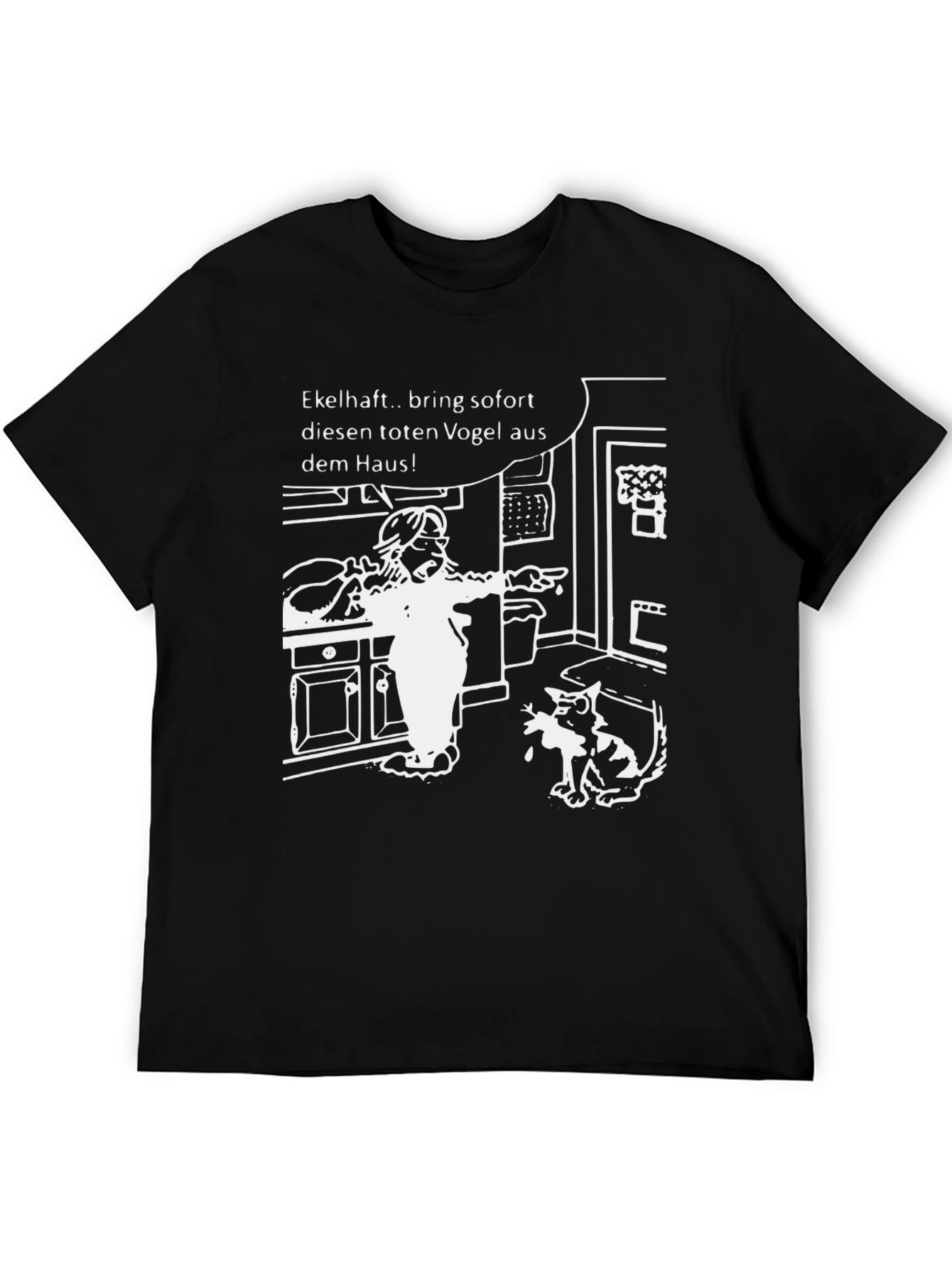 Black Funny Cartoon Graphic T-Shirt - Bring the Bird Out! view 5