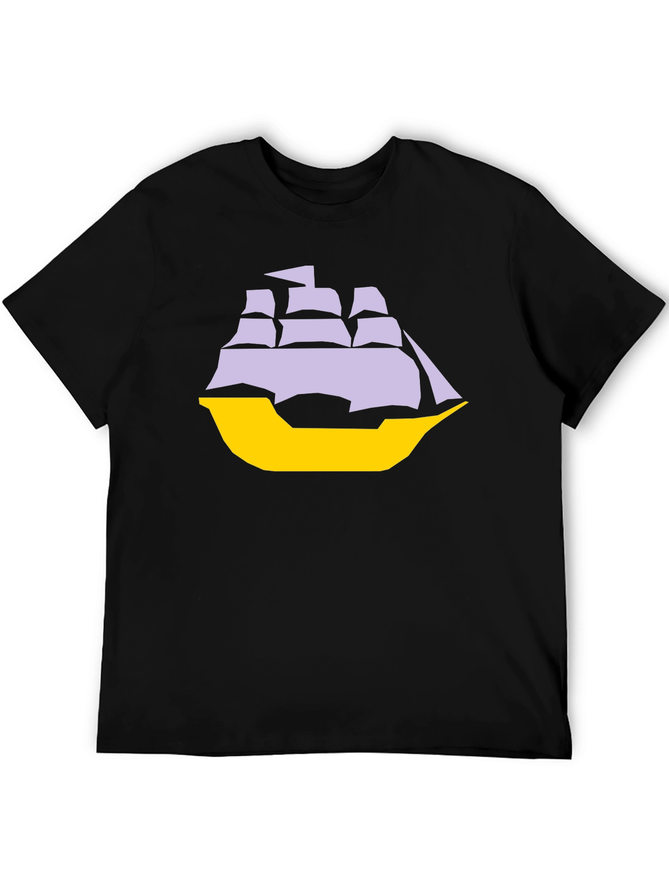 Black Sailboat Graphic Tee - Black Cotton Blend T-Shirt view 5
