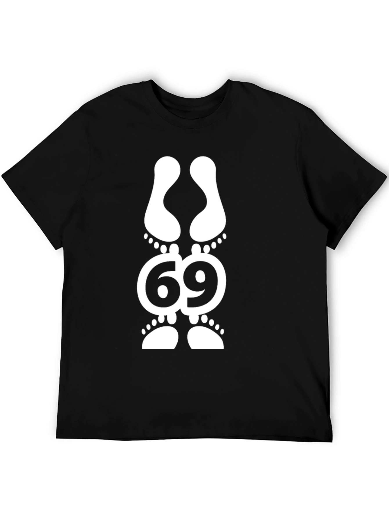 Black Funny 69 Footprint Graphic T-Shirt view 5