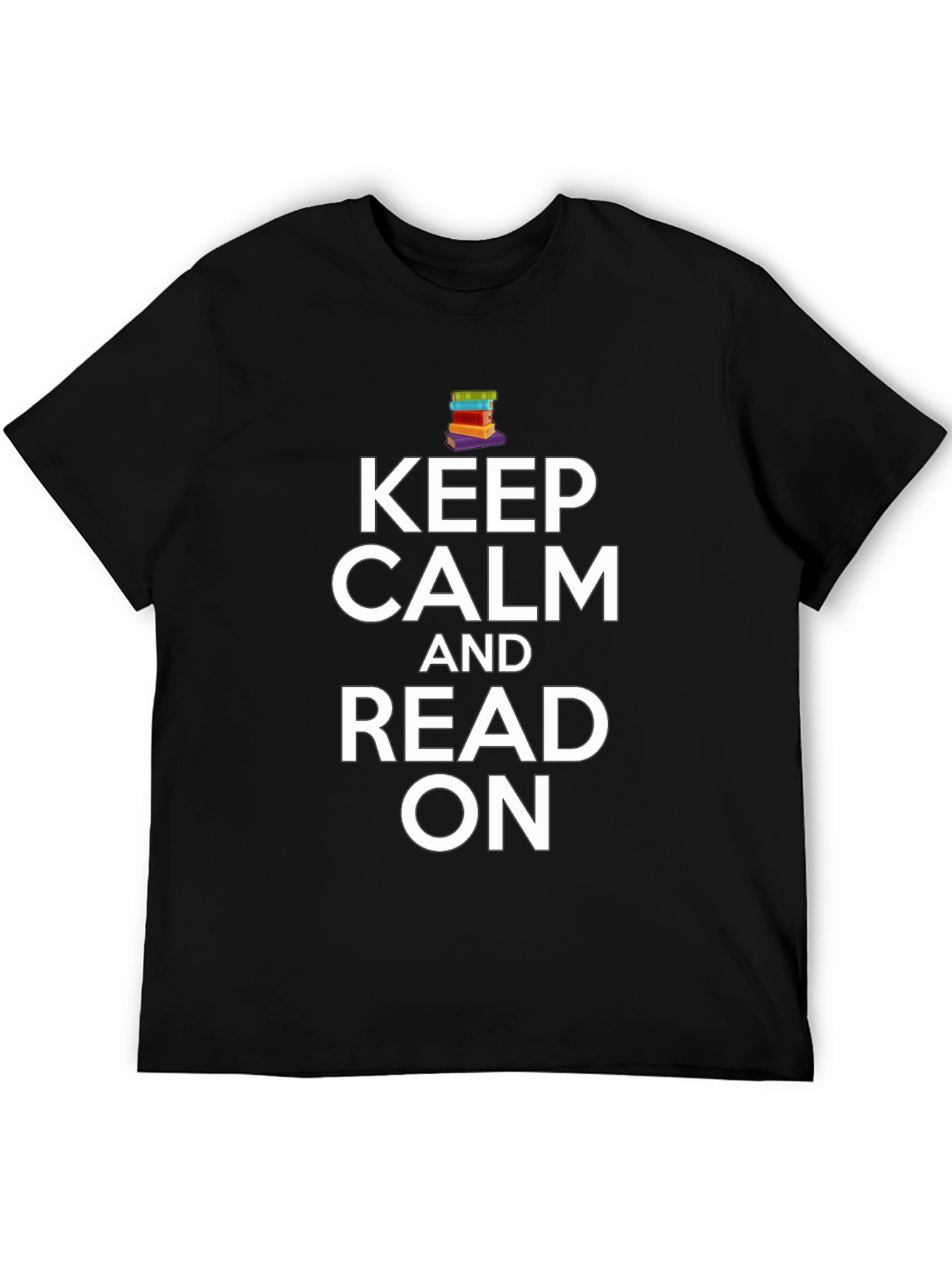 Black Keep Calm and Read On Black T-Shirt view 5