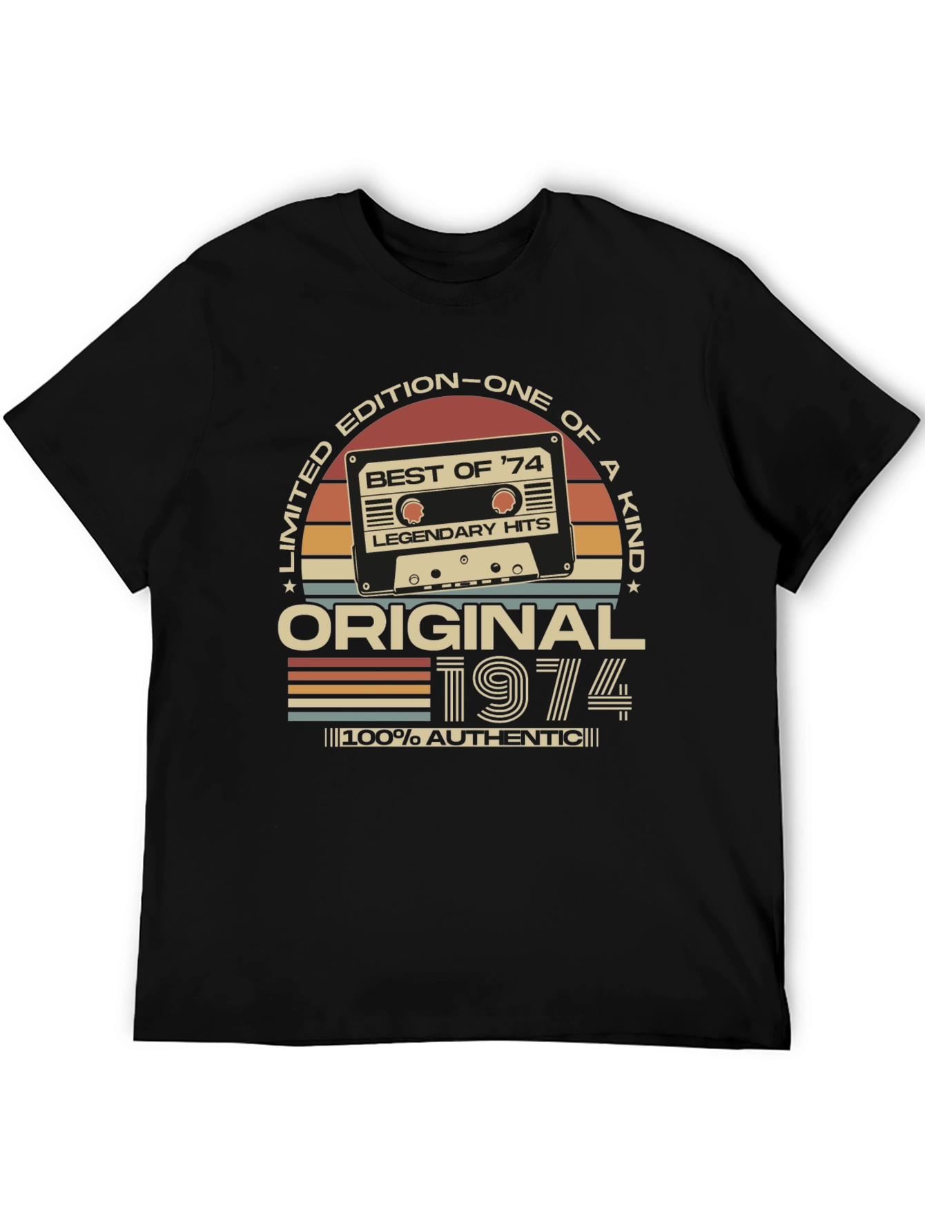 Black Vintage 1974 Birthday T-Shirt - Limited Edition view 5