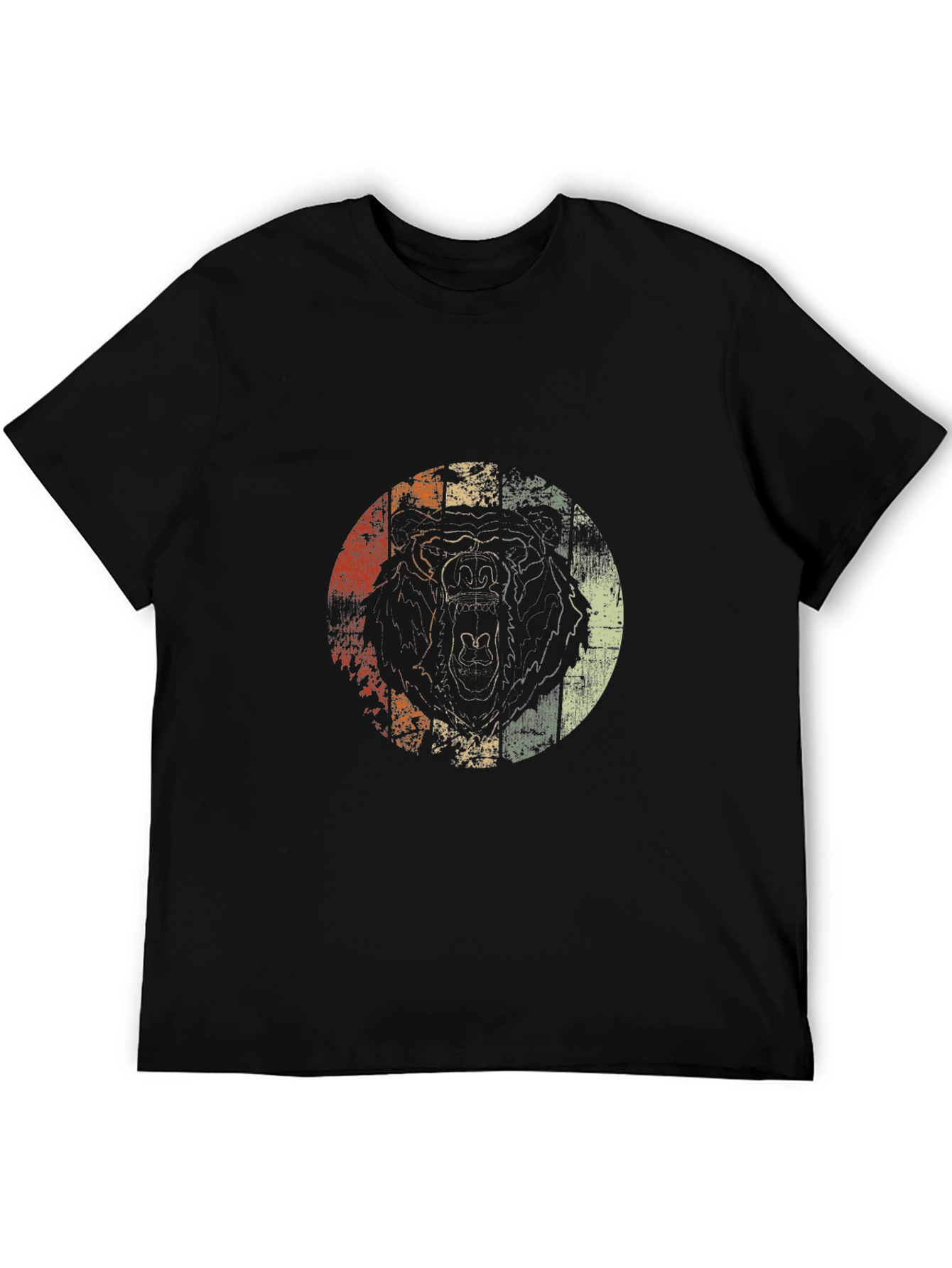 Black Retro Grizzly Bear Graphic Tee - Black view 5