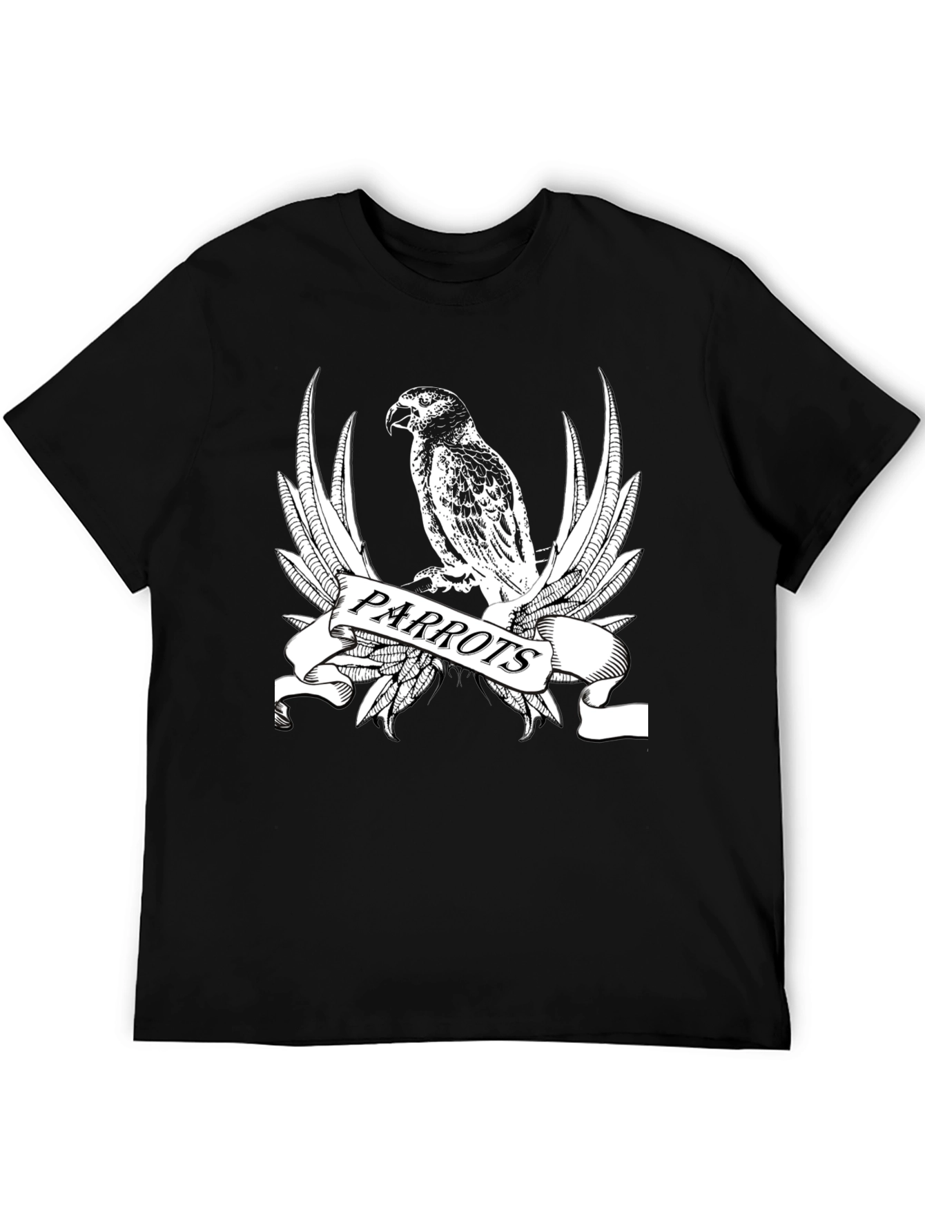 Black Parrot Graphic Print Crew Neck T-Shirt view 5