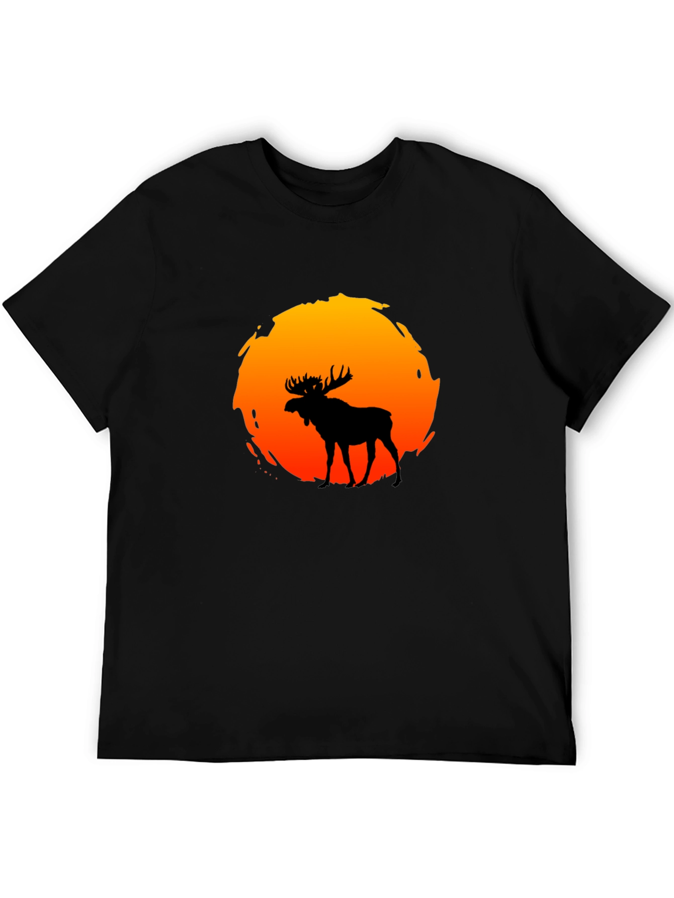 Black Moose Silhouette Sunset Graphic T-Shirt view 5