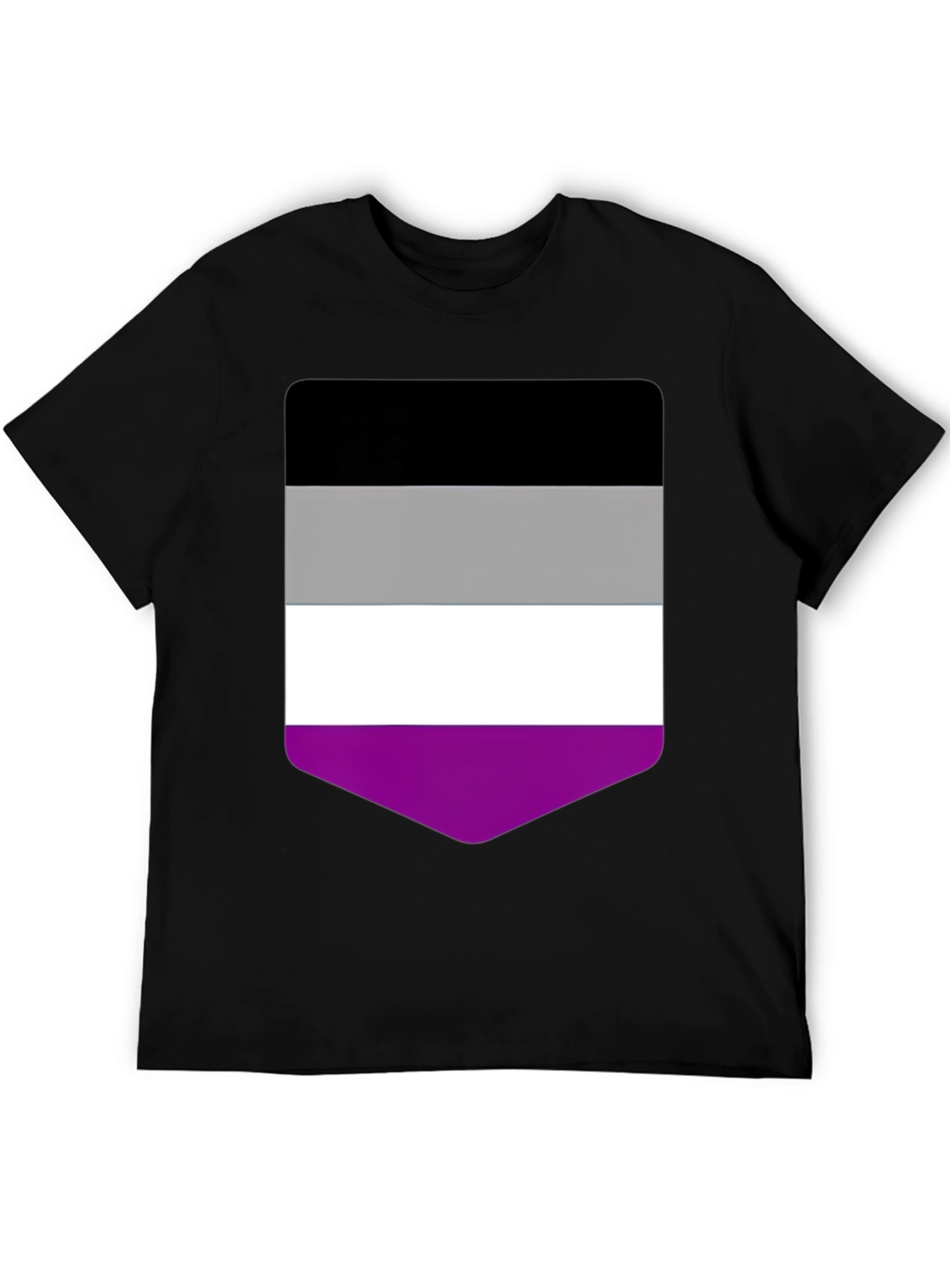 Black Asexual Pride Flag T-Shirt - Black Crew Neck Tee view 5