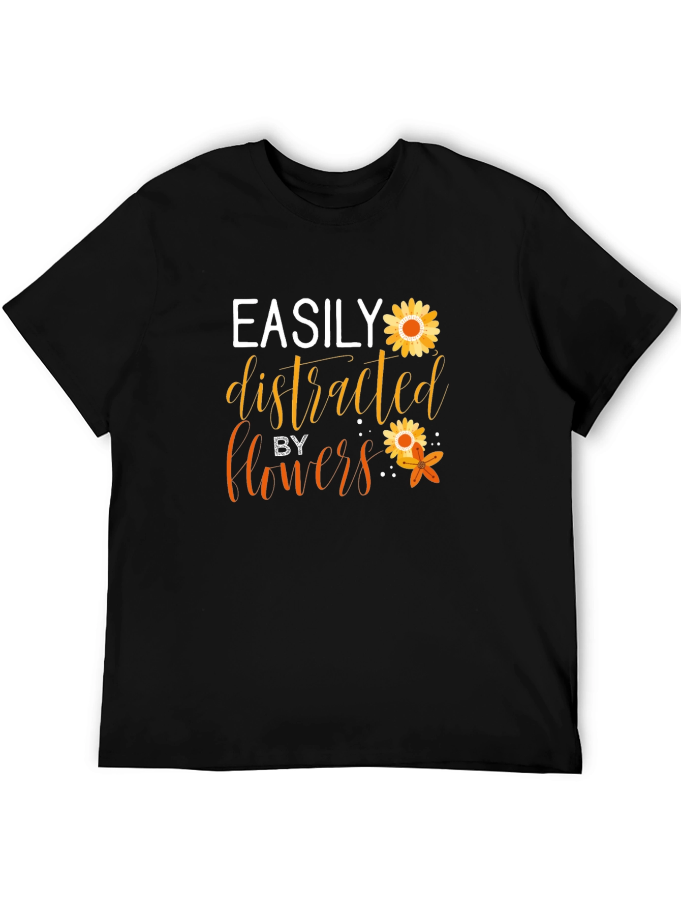 Black Easily Distracted By Flowers Graphic Tee view 5