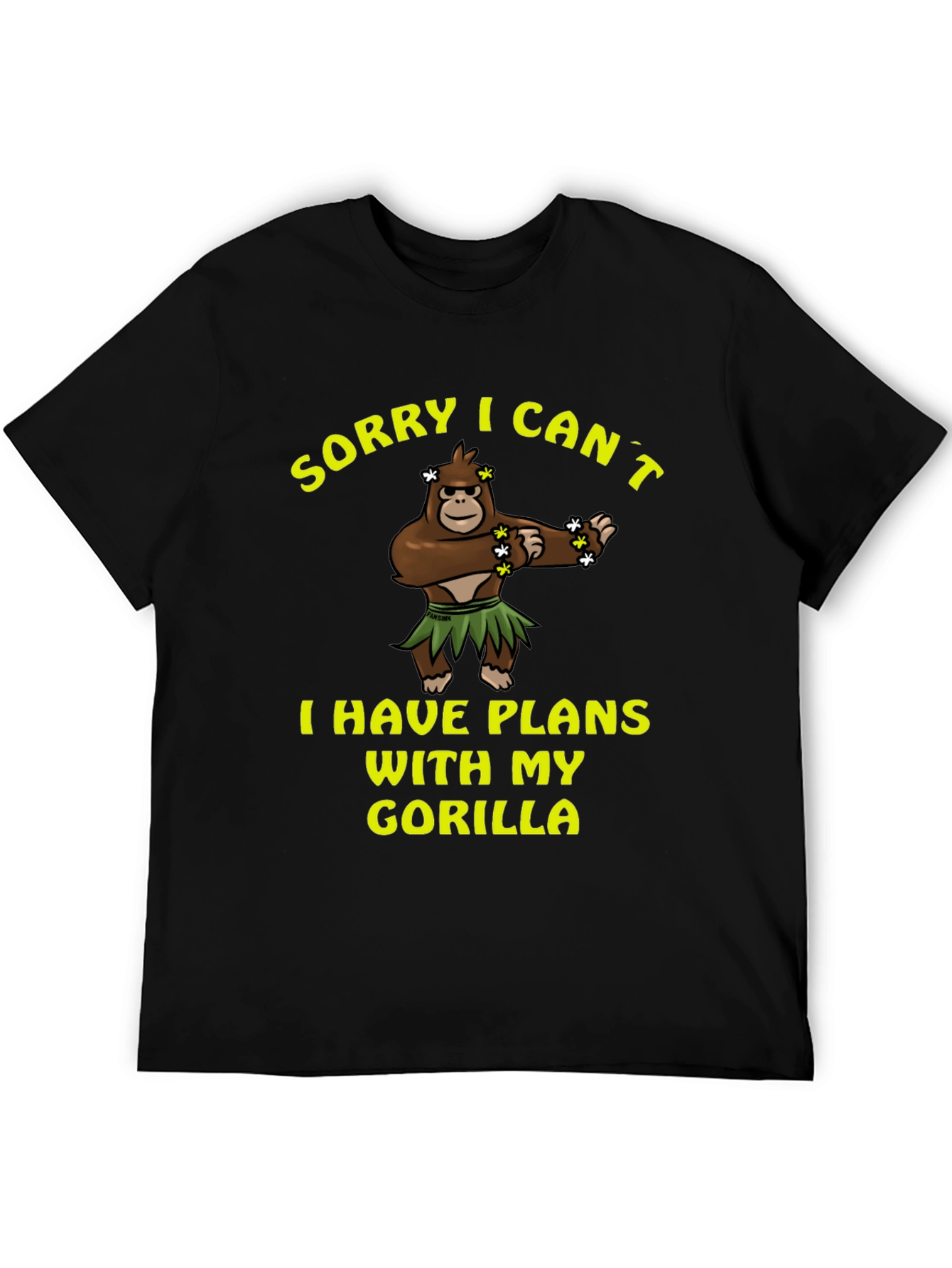 Black Sorry I Can't, Gorilla T-Shirt view 5
