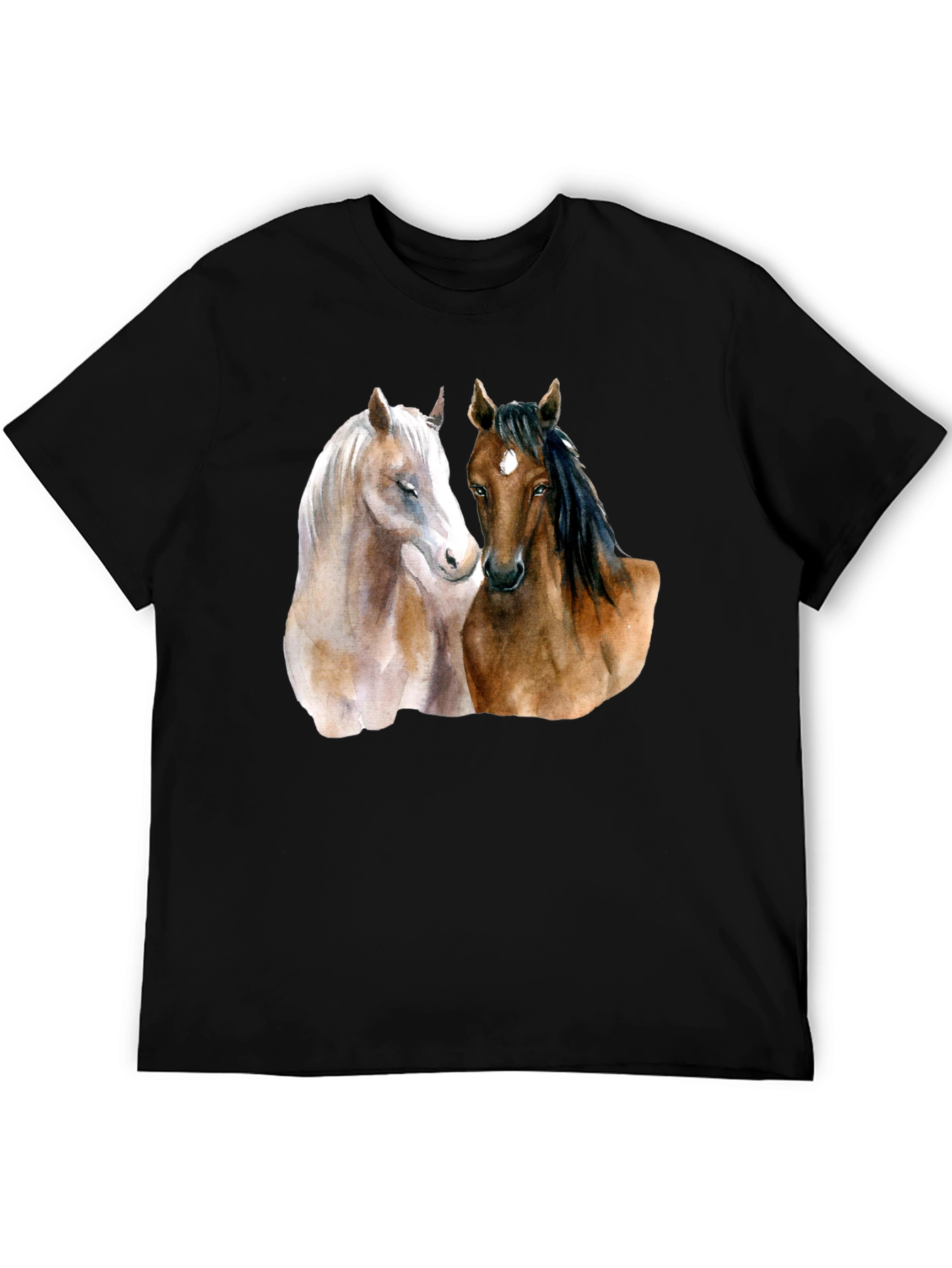 Black Horse Lover's T-Shirt: Artistic Equestrian Design view 5