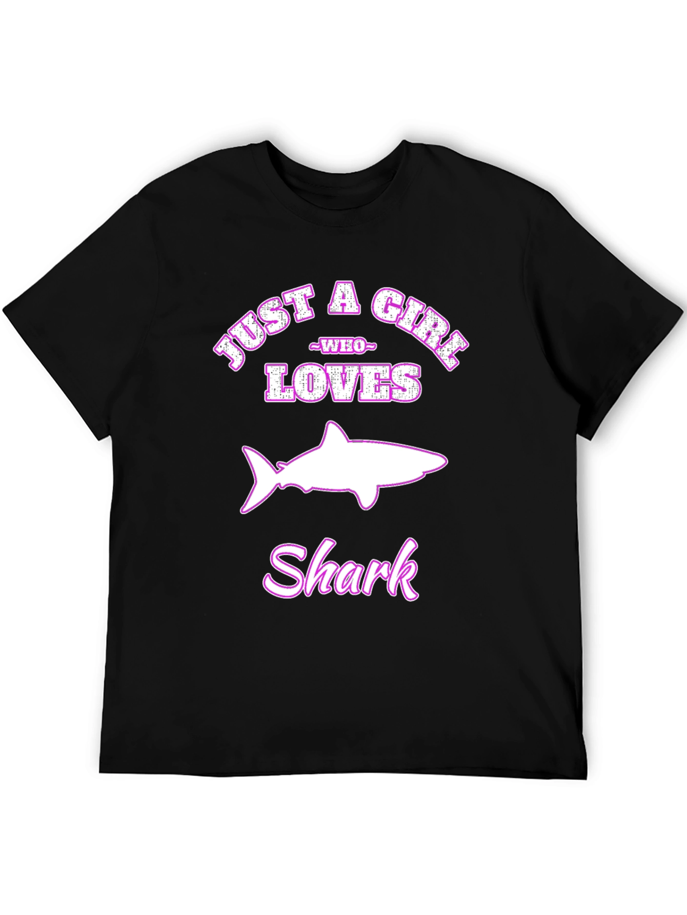 Black Just a Girl Who Loves Sharks T-Shirt view 5