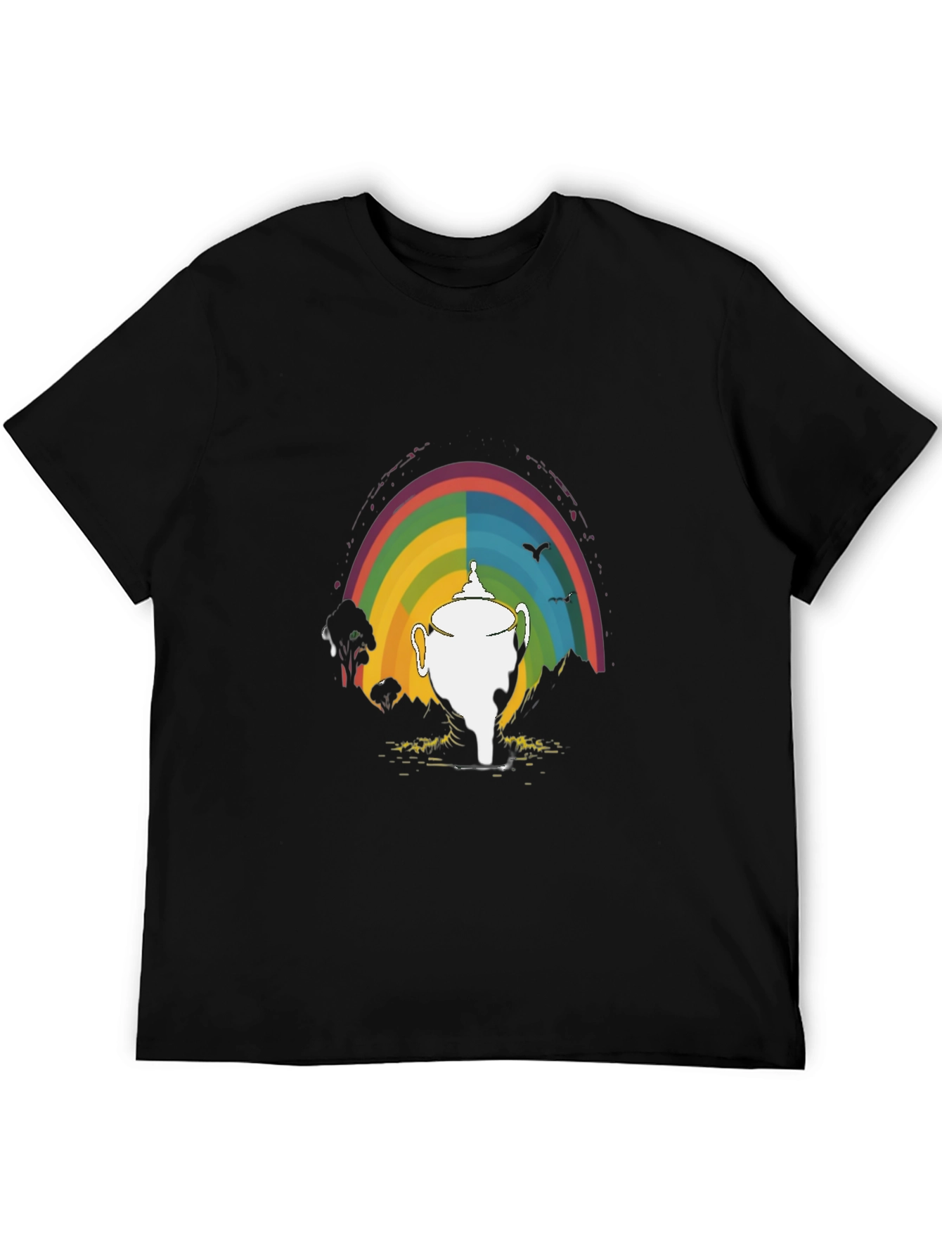 Black Rainbow Trophy Graphic Tee - Unisex Black T-Shirt view 5