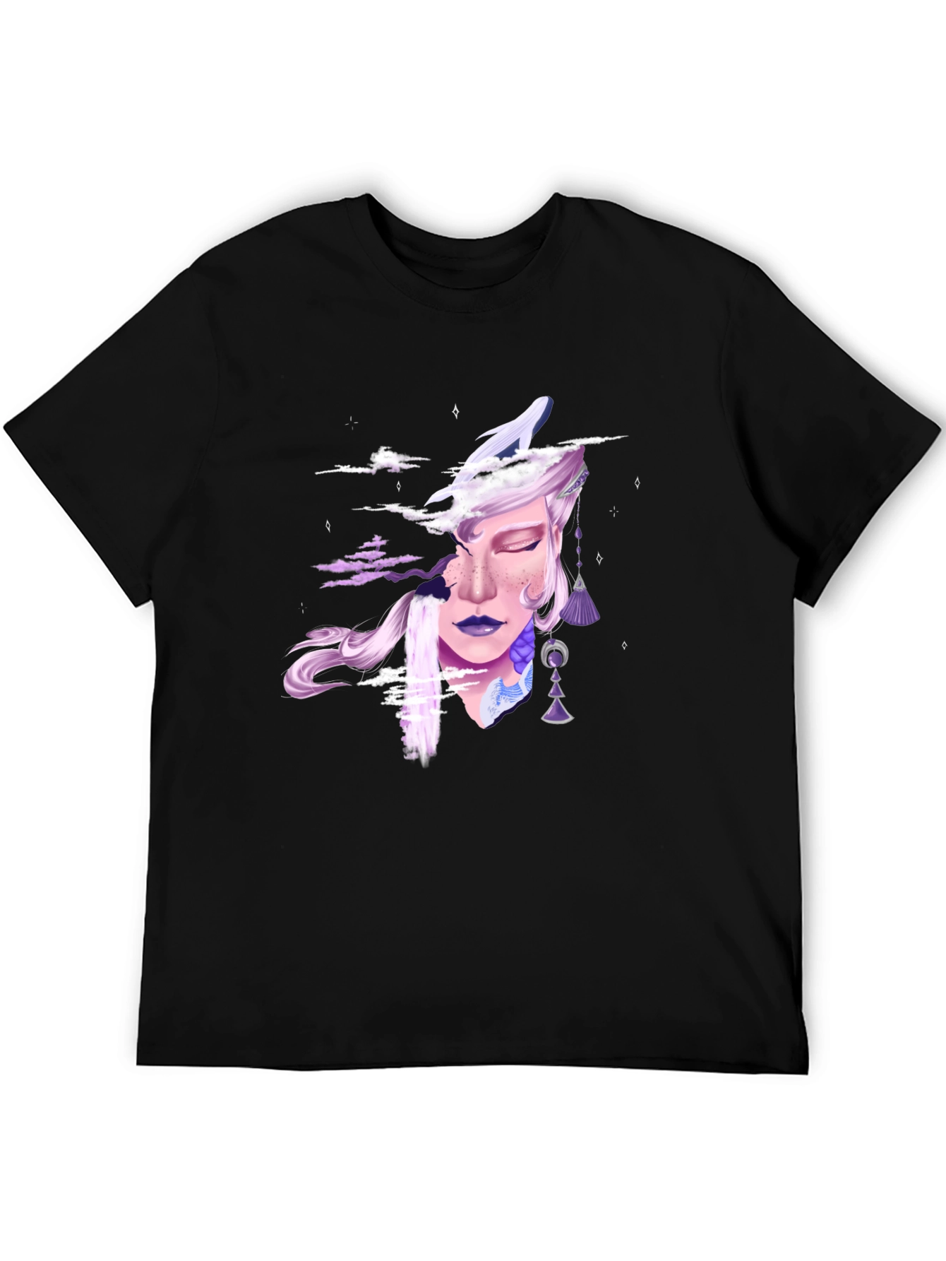 Black Fantasy Dreamscape Graphic Tee - Unisex Black T-Shirt view 5