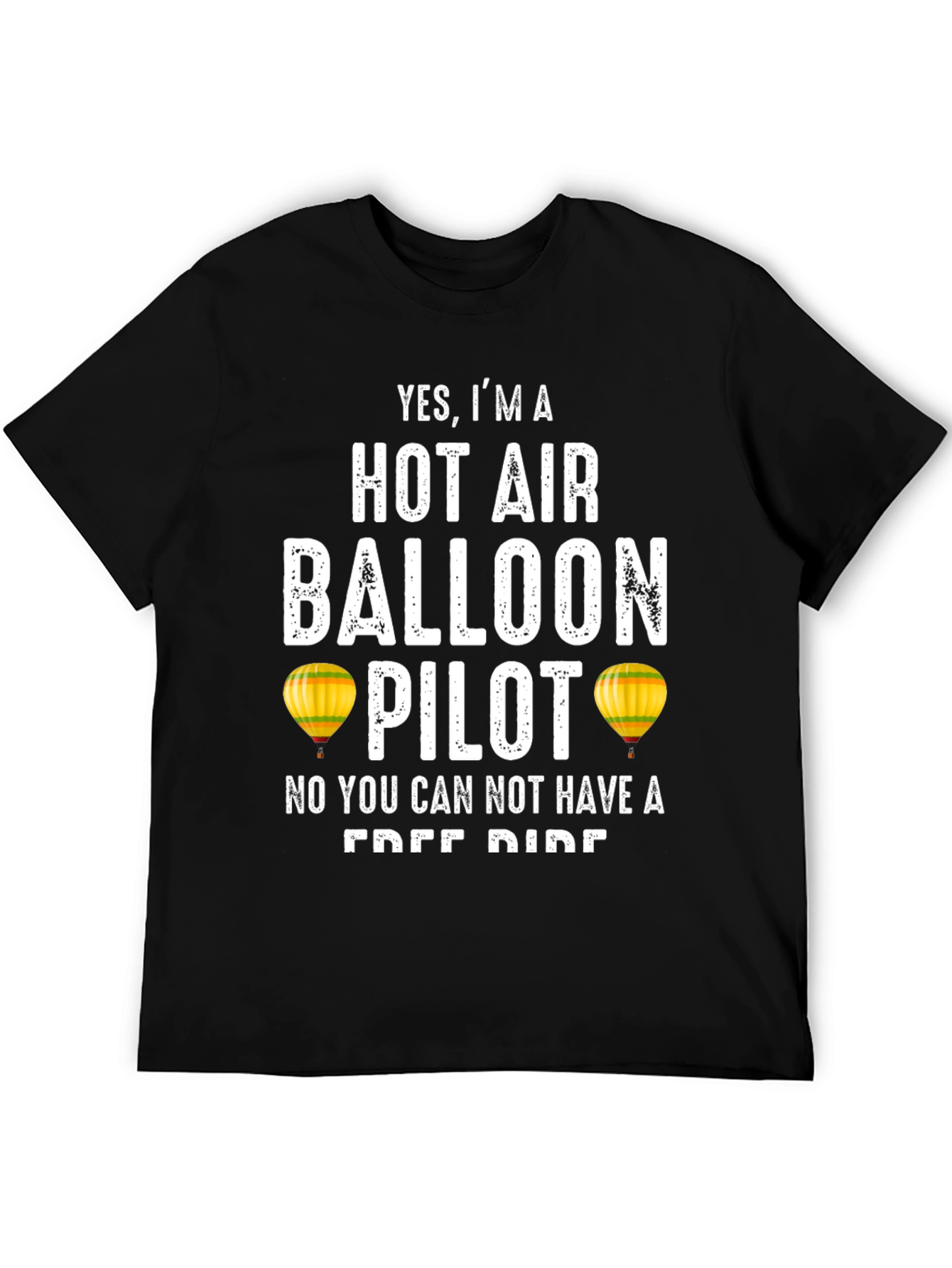 Black Hot Air Balloon Pilot Funny T-Shirt view 5