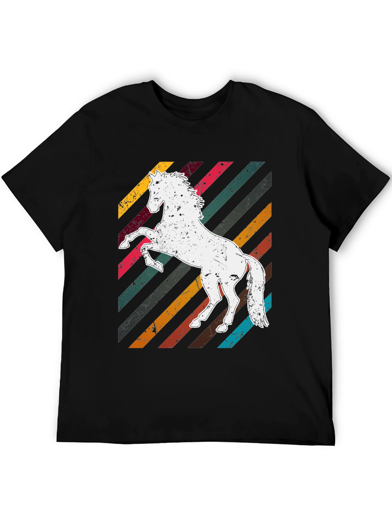 Black Retro Horse Graphic Tee - Men's Black T-Shirt view 5