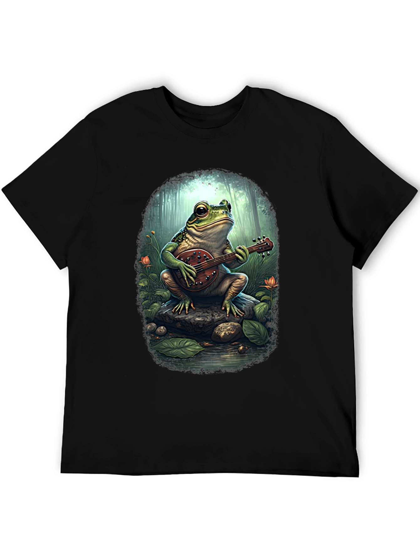 Black Frog Banjo T-Shirt - Musical Amphibian Tee view 5
