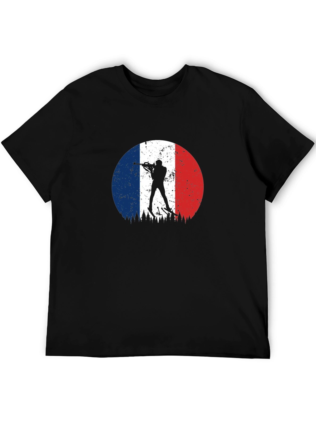 Black Biathlon France Flag Black T-Shirt view 5