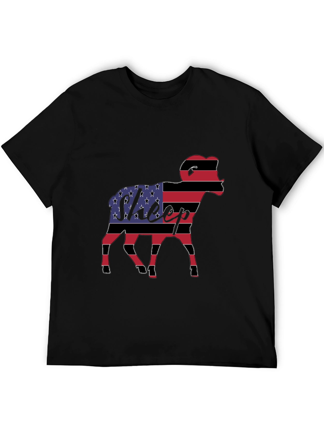 Black American Flag Sheep Graphic Tee view 5