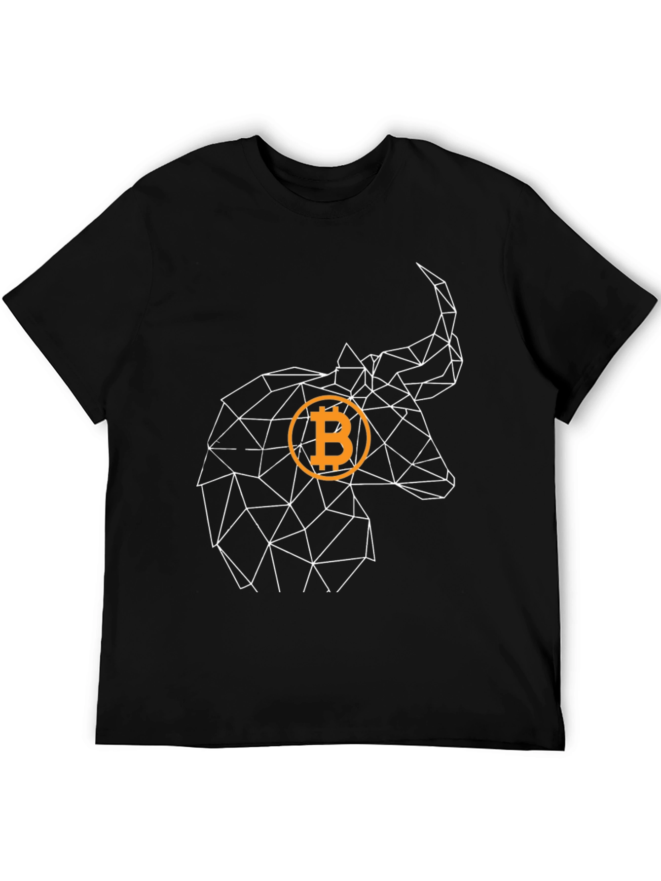 Black Bitcoin Bull Geometric Black T-Shirt view 5