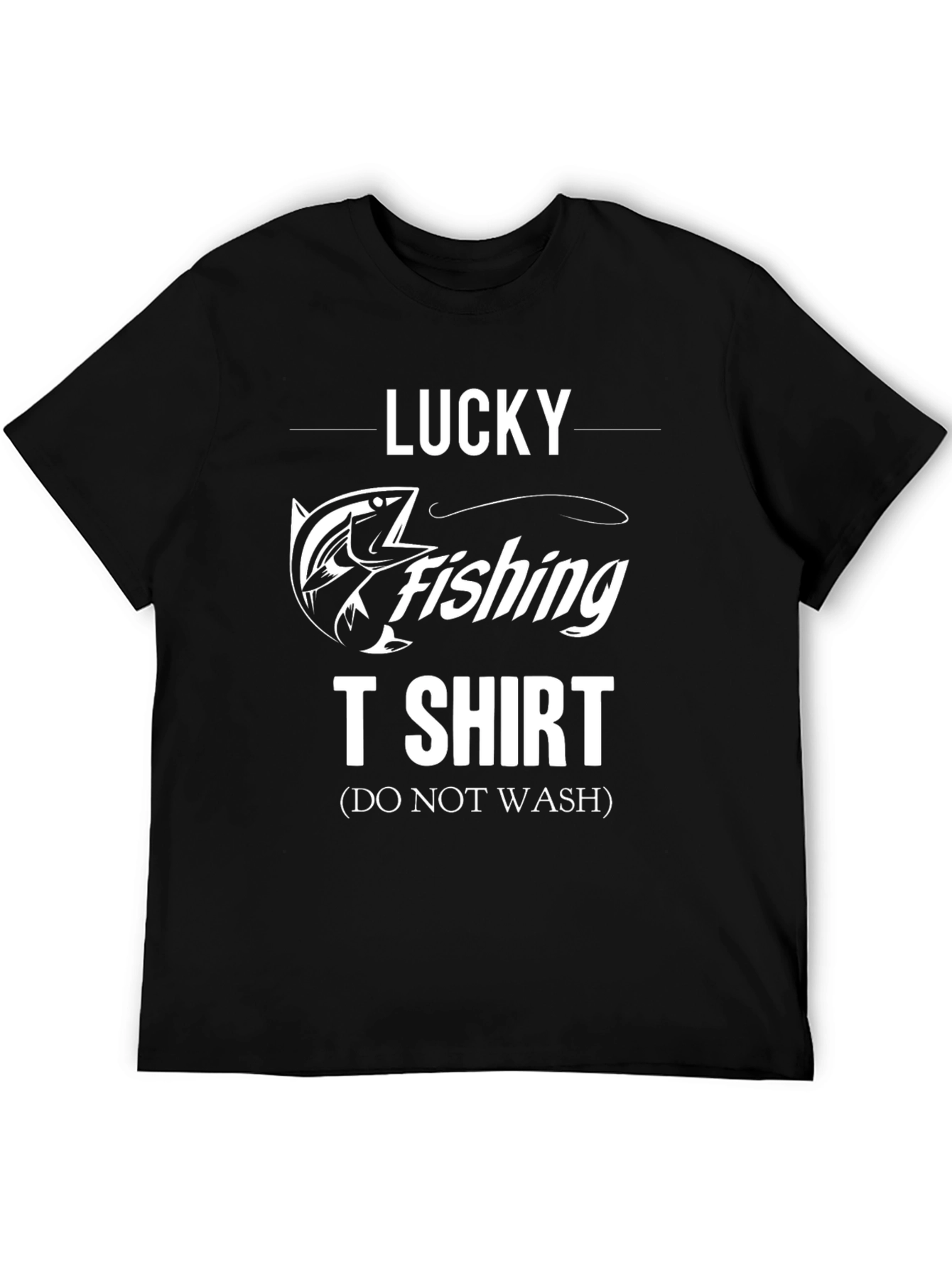 Black Lucky Fishing T-Shirt - Novelty Graphic Tee view 5