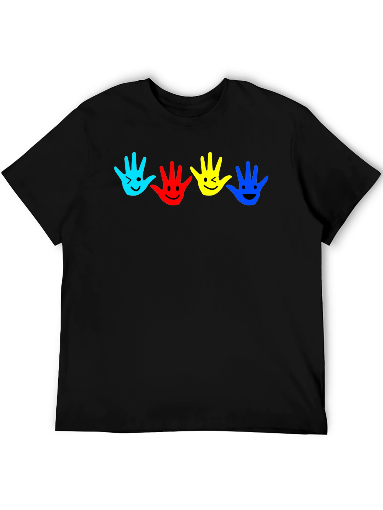 Black Colorful Handprint Smile Graphic Tee view 5