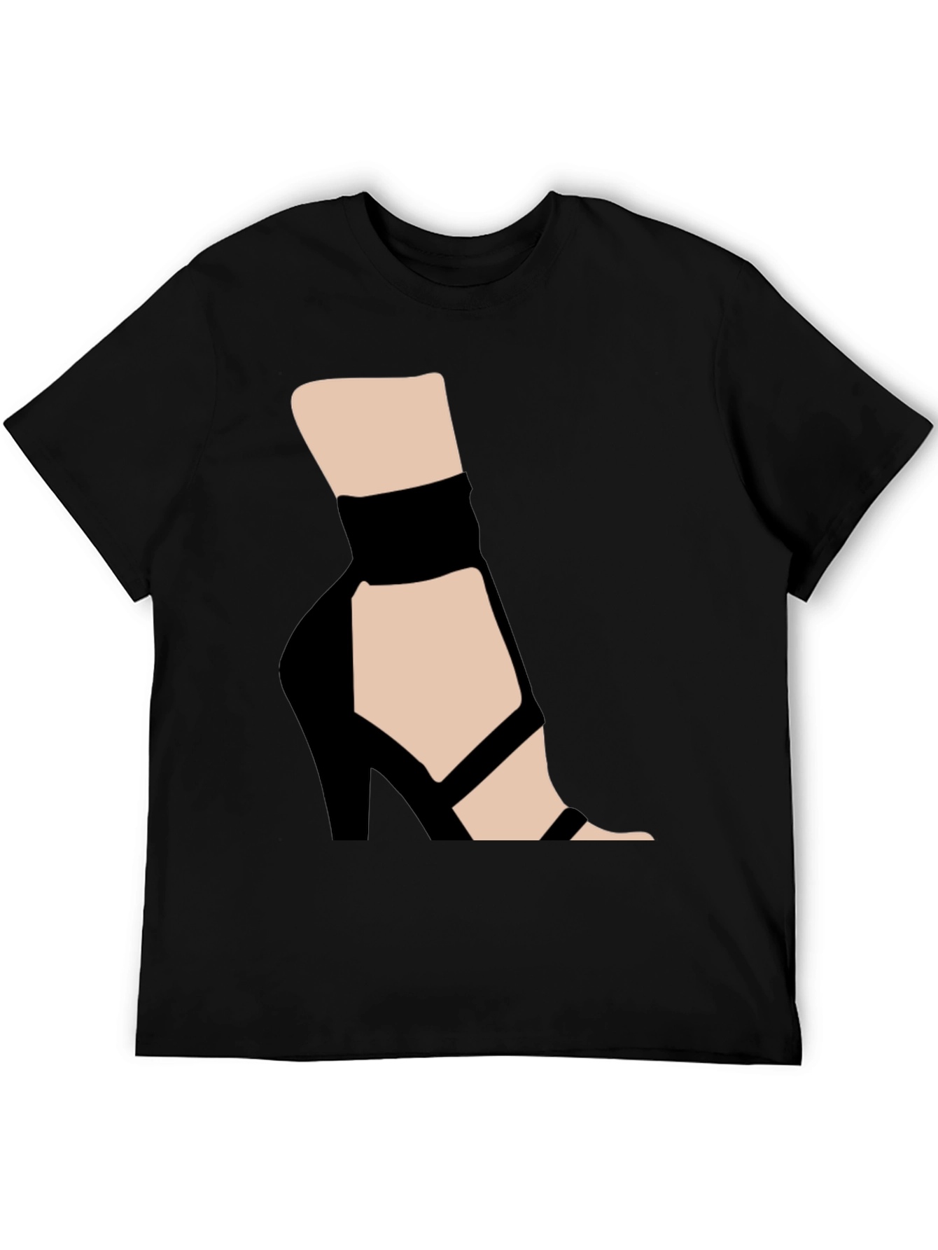 Black Graphic Tee: High Heel Shoe Art view 5