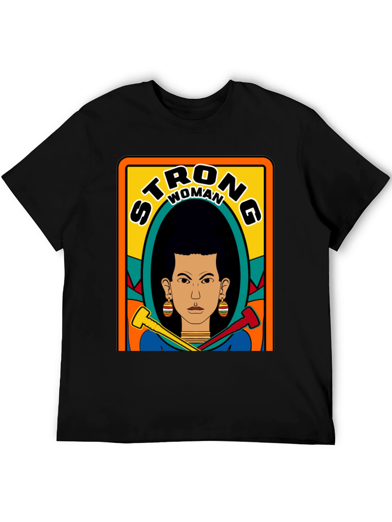 Black Strong Woman Graphic Tee - Black view 5