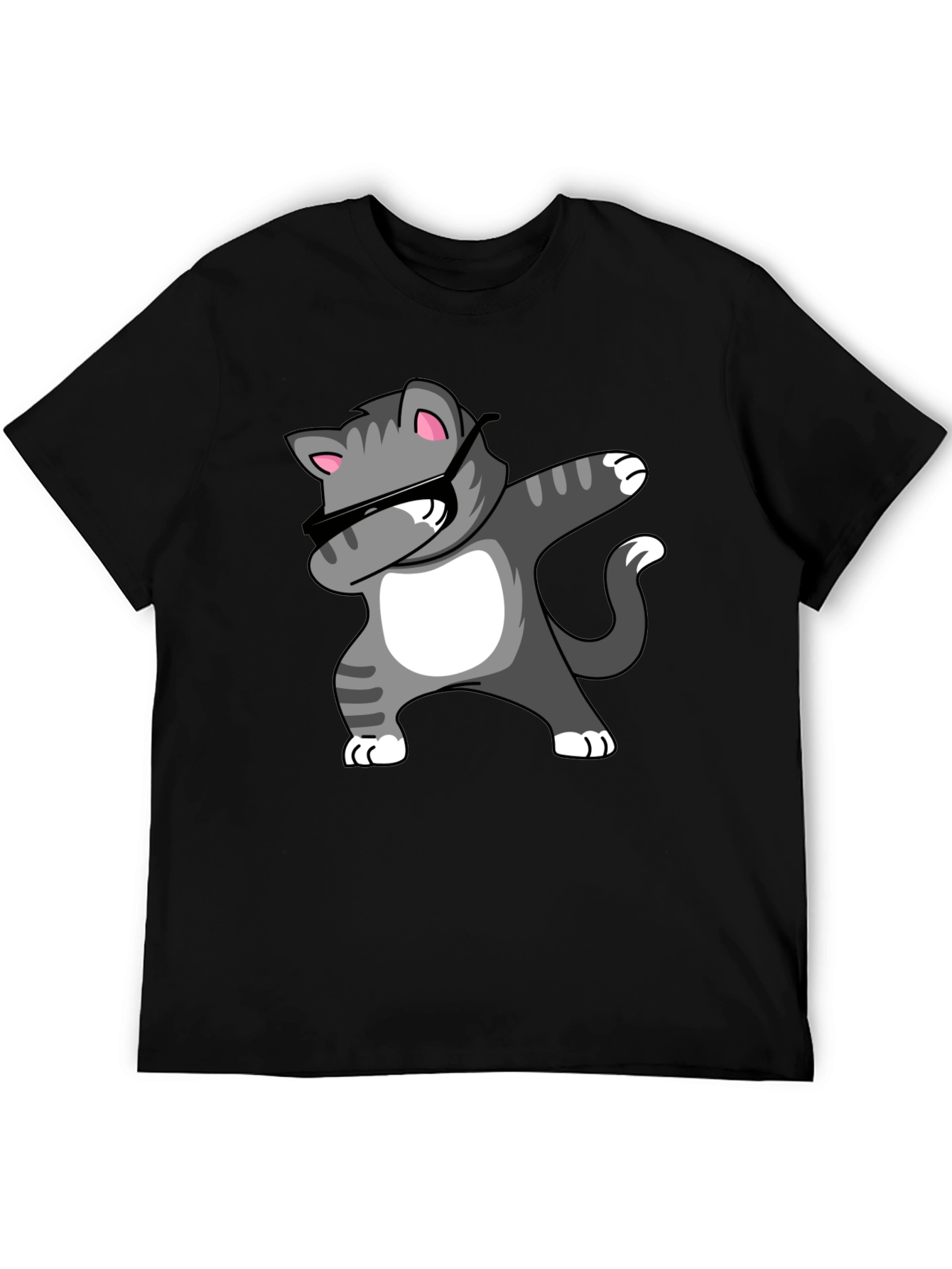 Black Dabbing Cat Graphic Tee - Black T-Shirt view 5