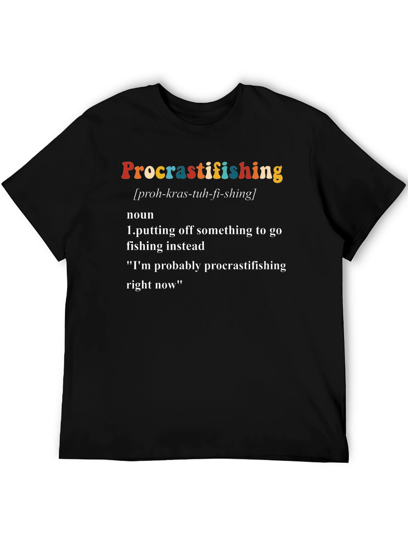 Black Procrastifishing Graphic Tee - Funny Fishing Definition Shirt view 5