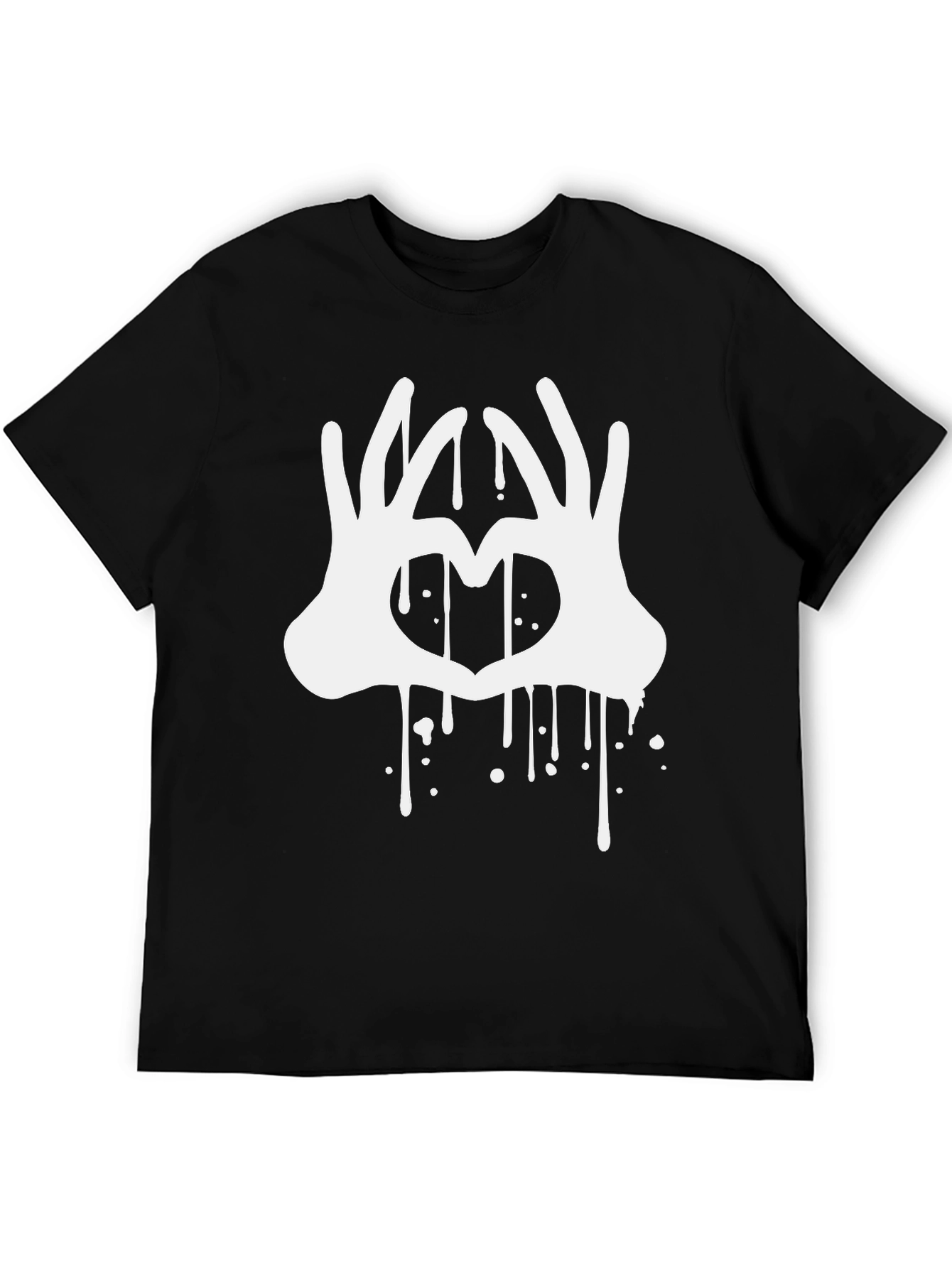 Black Heart Hands Drip Graphic Black T-Shirt view 5