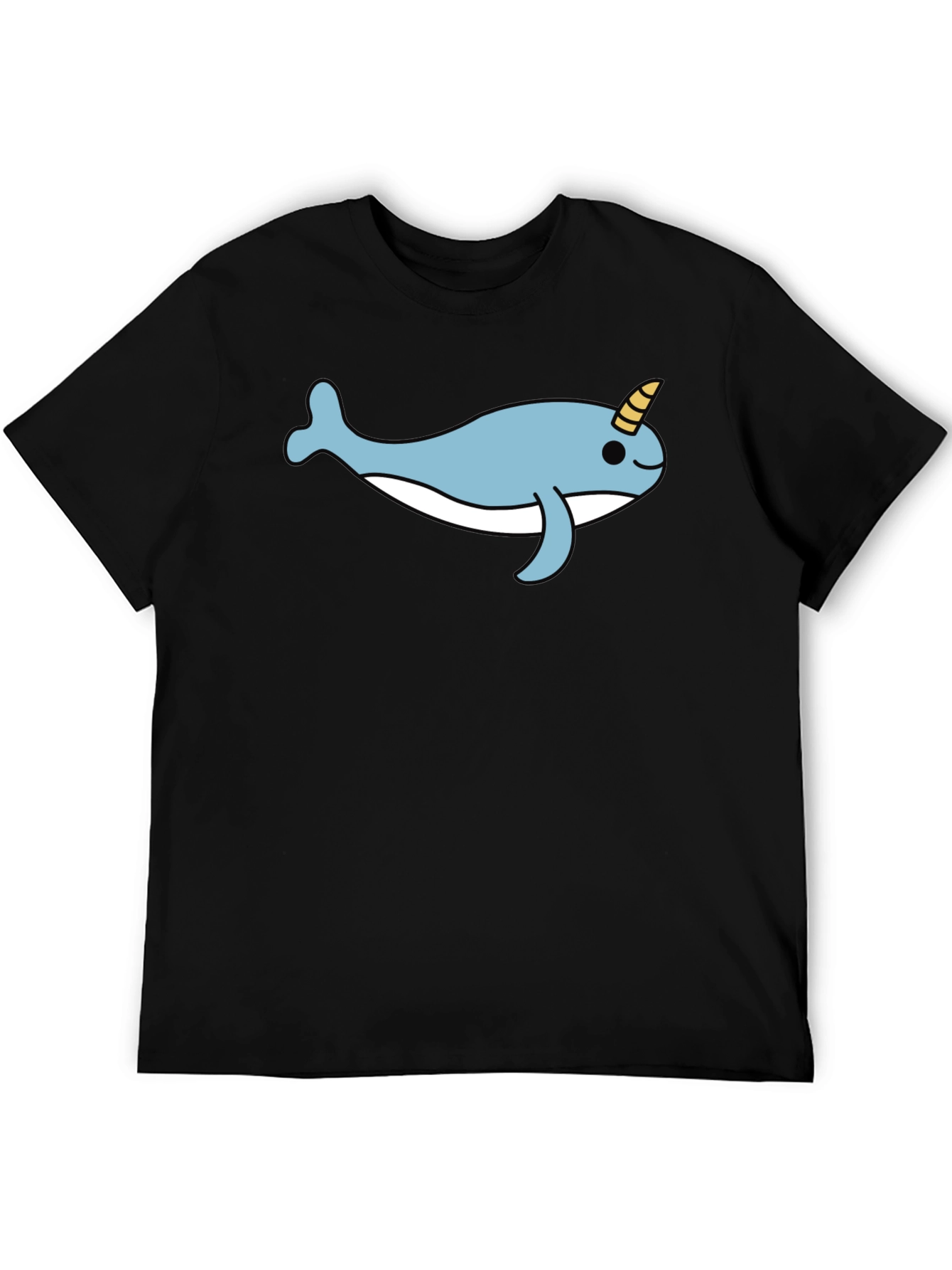 Black Cute Narwhal T-Shirt - Black Cotton Blend Tee view 5