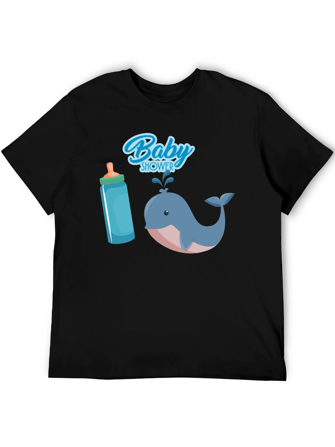 Black Baby Shower Whale T-Shirt view 5