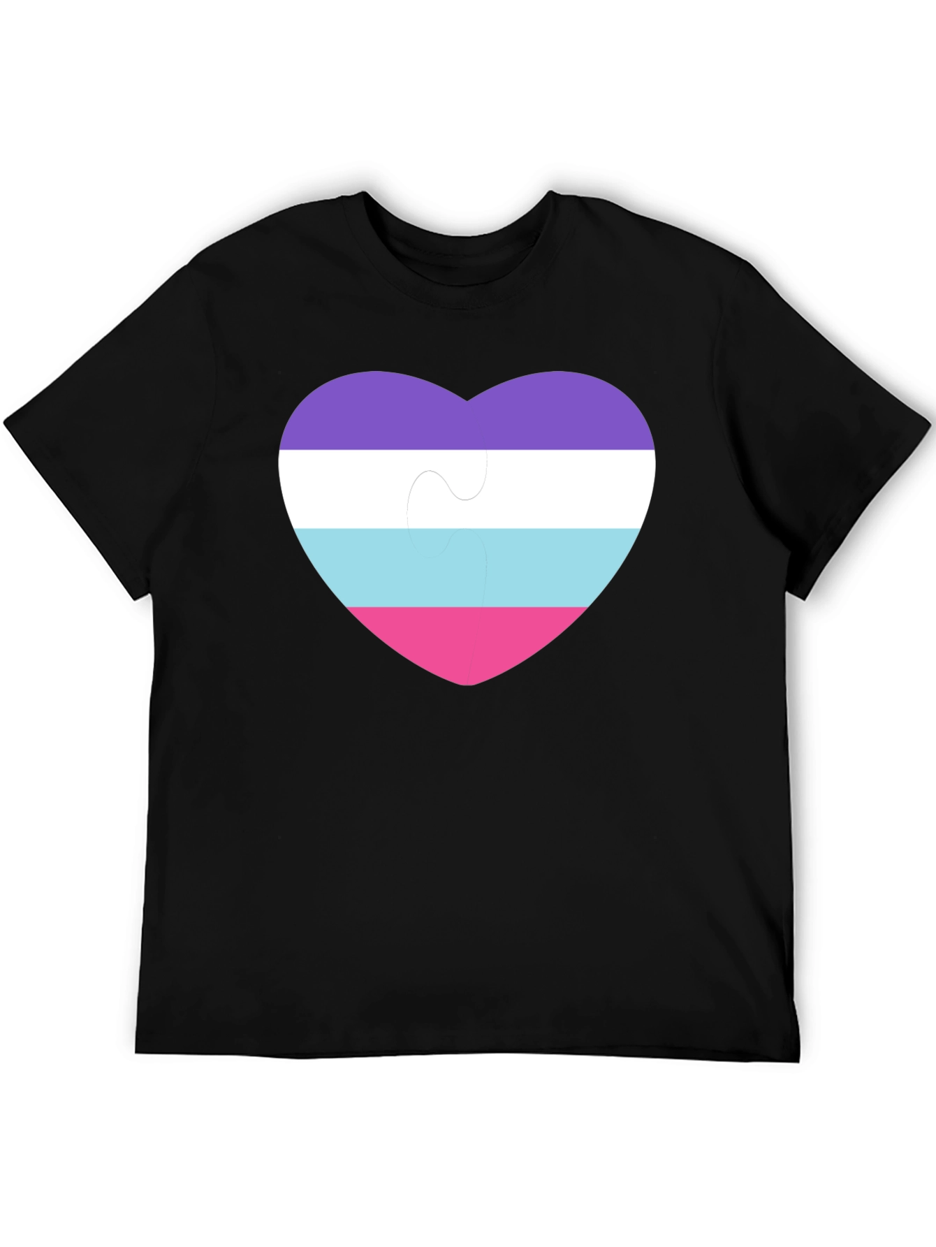 Black Omni Pride Heart Puzzle Piece T-Shirt view 5