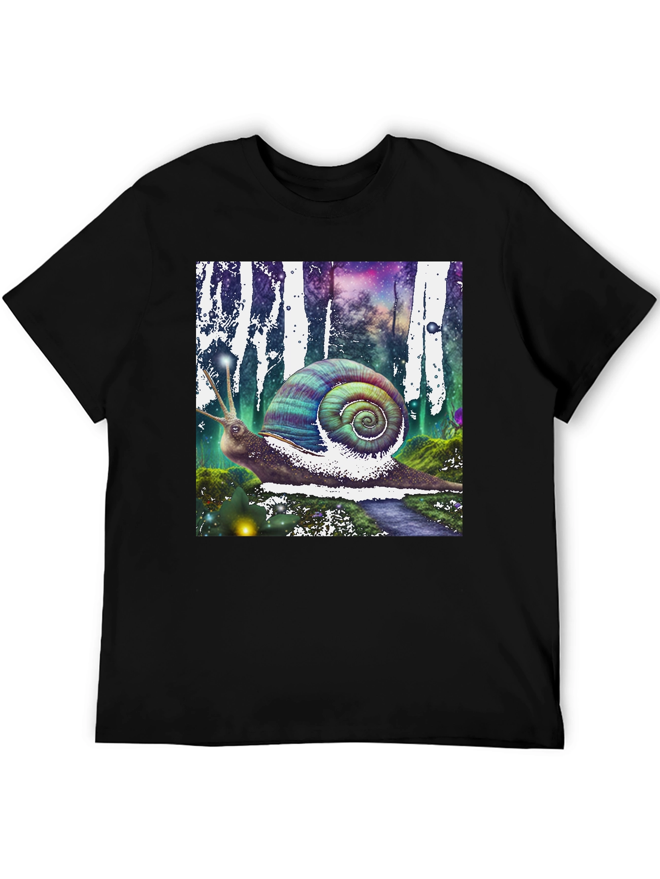 Black Fantasy Snail Graphic Tee - Unique Design view 5