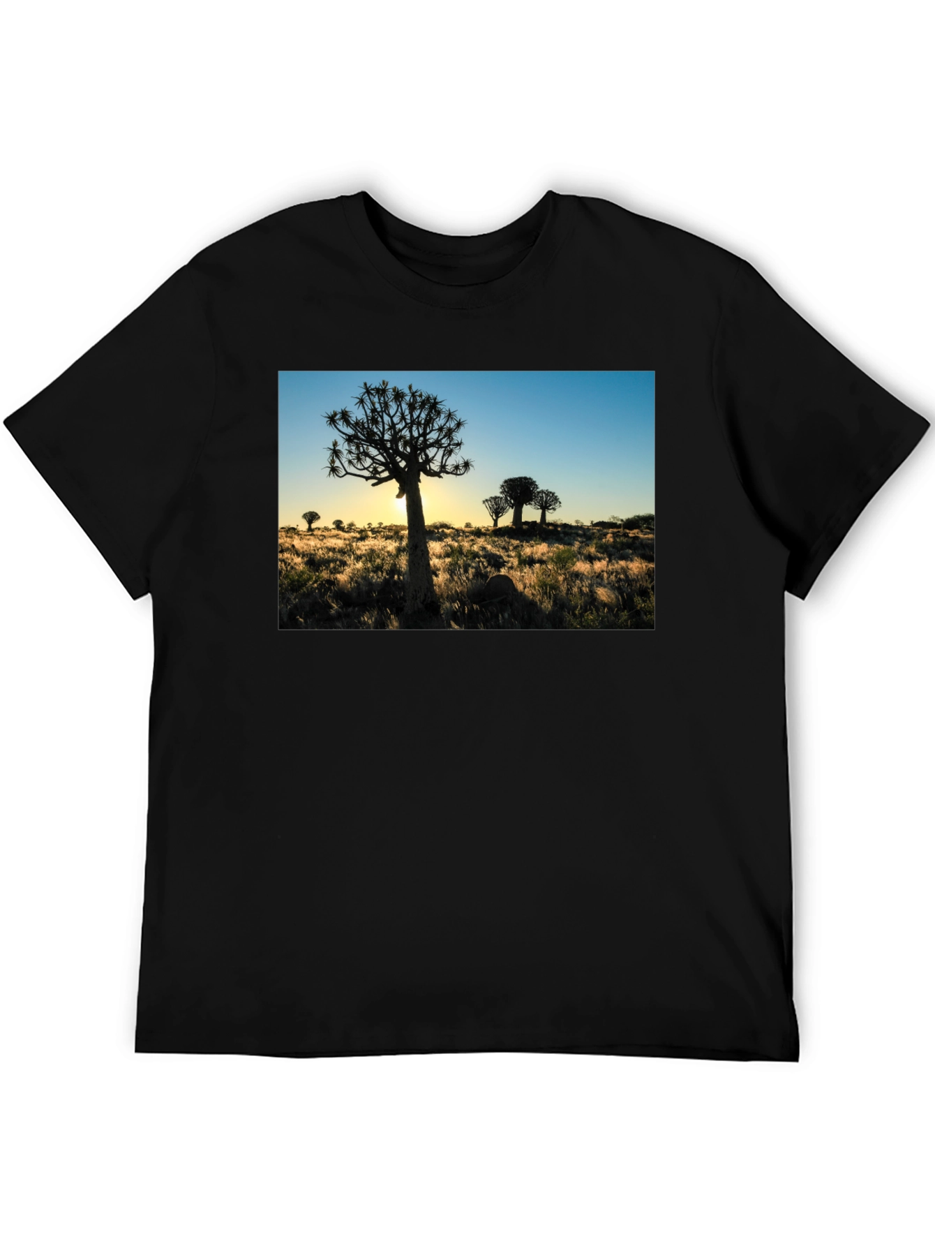 Black Silhouetted Tree Graphic Tee - Black Cotton Blend view 5