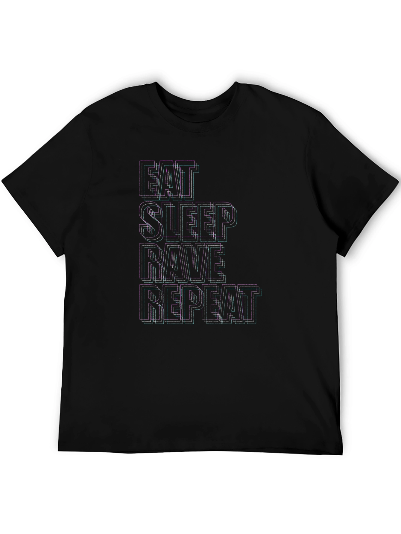 Black Eat Sleep Rave Repeat Men's Black T-Shirt view 5