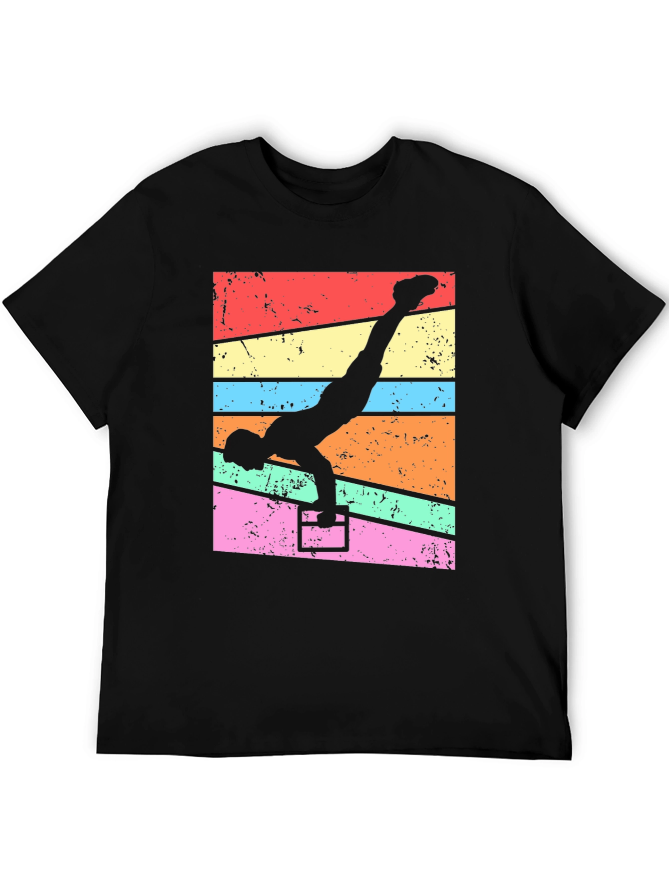 Black Gymnast Handstand T-Shirt - Retro Fitness Tee view 5