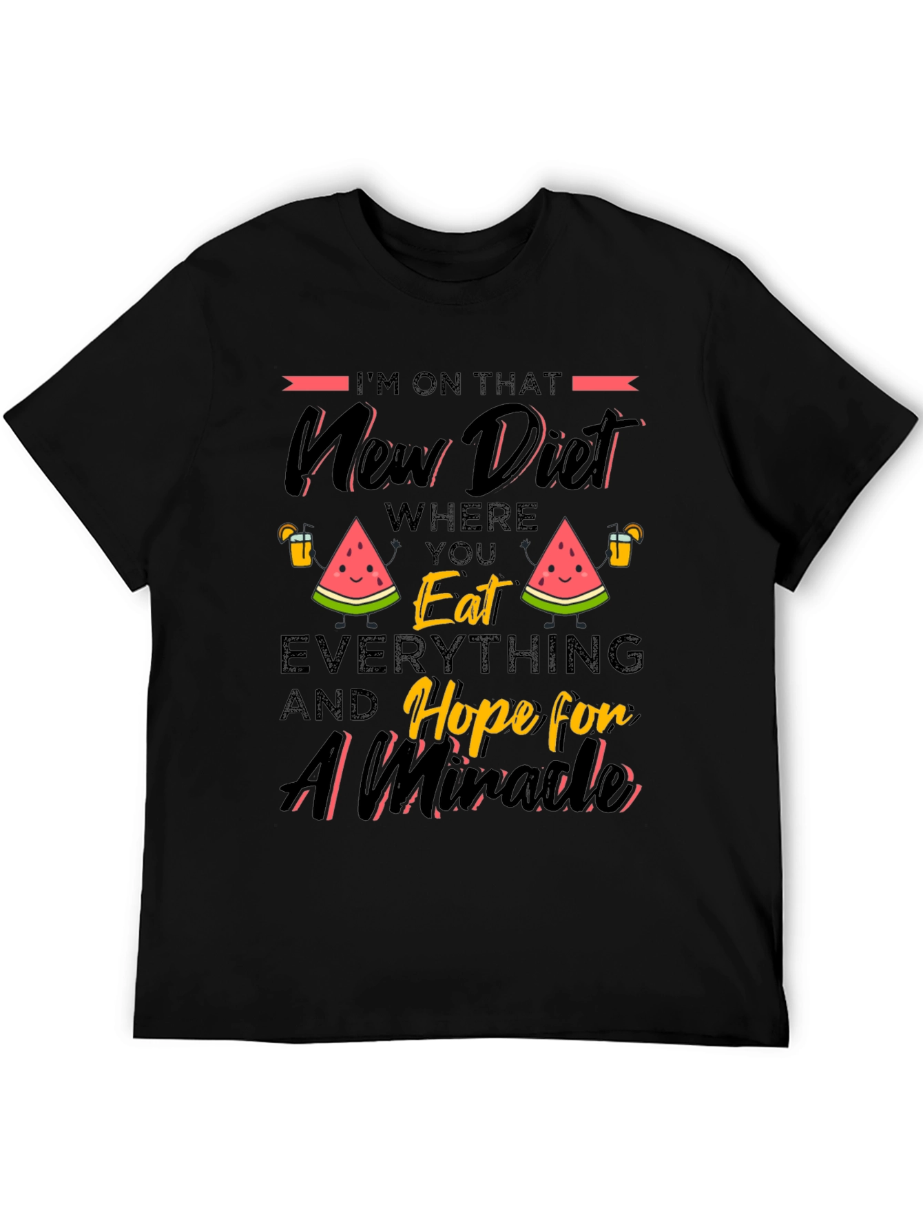 Black Funny Diet T-Shirt - Eat Everything and Hope view 5