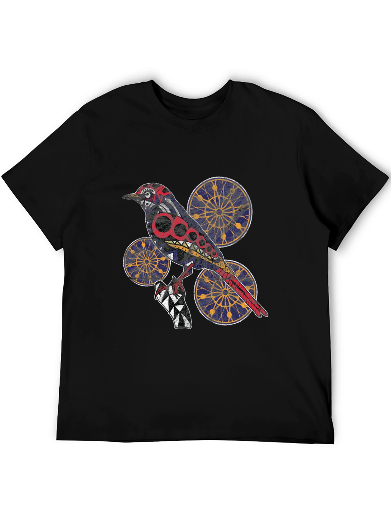 Black Graphic Bird Print T-Shirt - Unique Artistic Design view 5