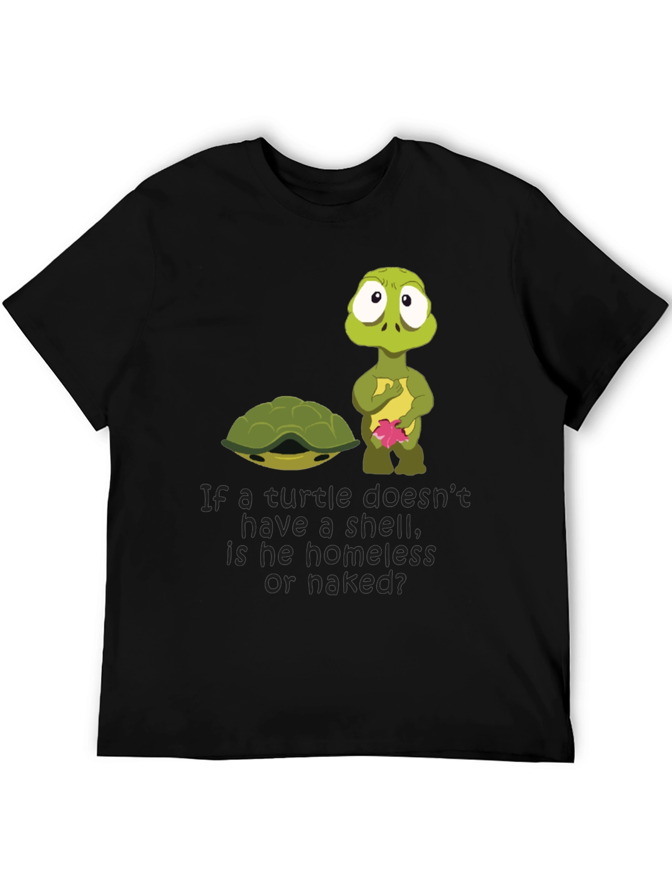 Black Funny Turtle Shell Homeless Naked T-Shirt view 5