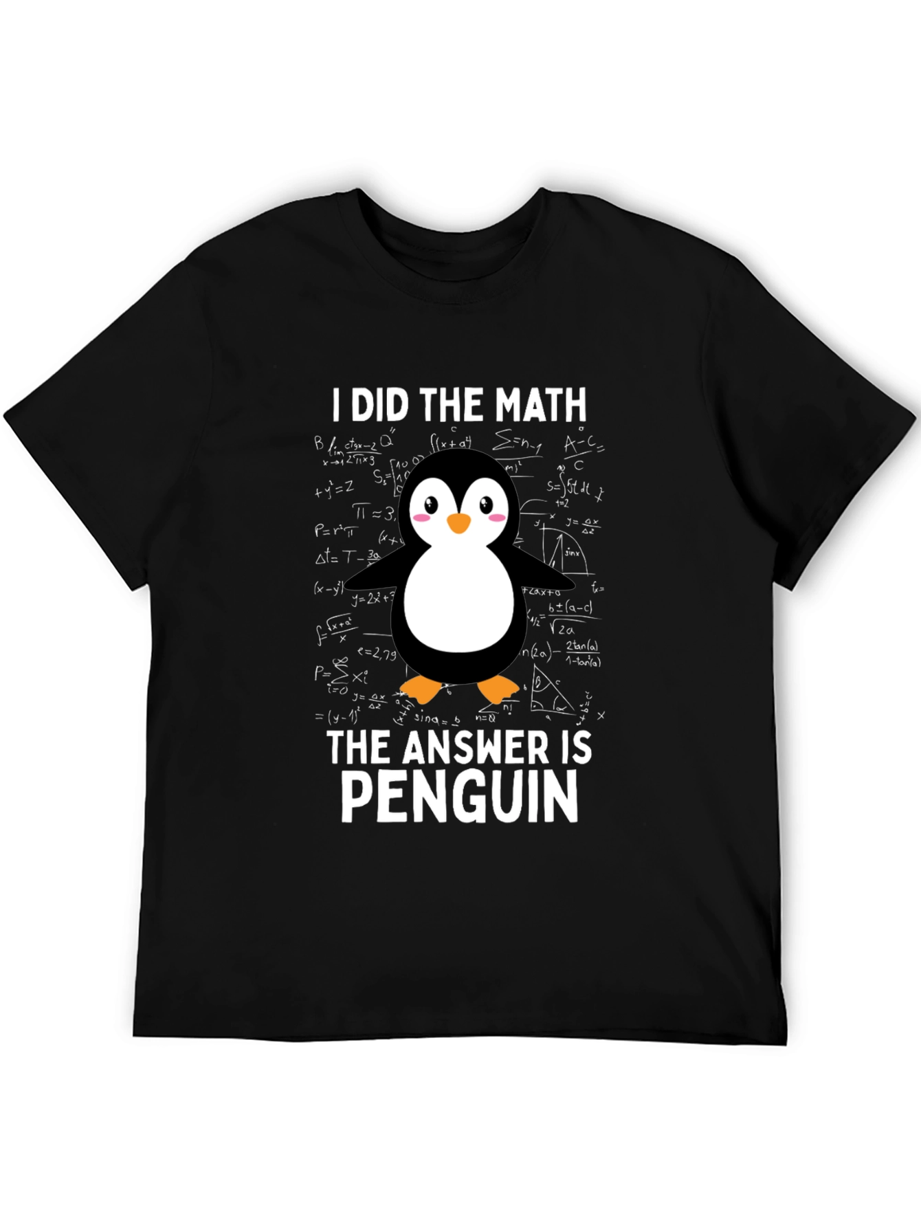 Black Funny Math Penguin T-Shirt view 5