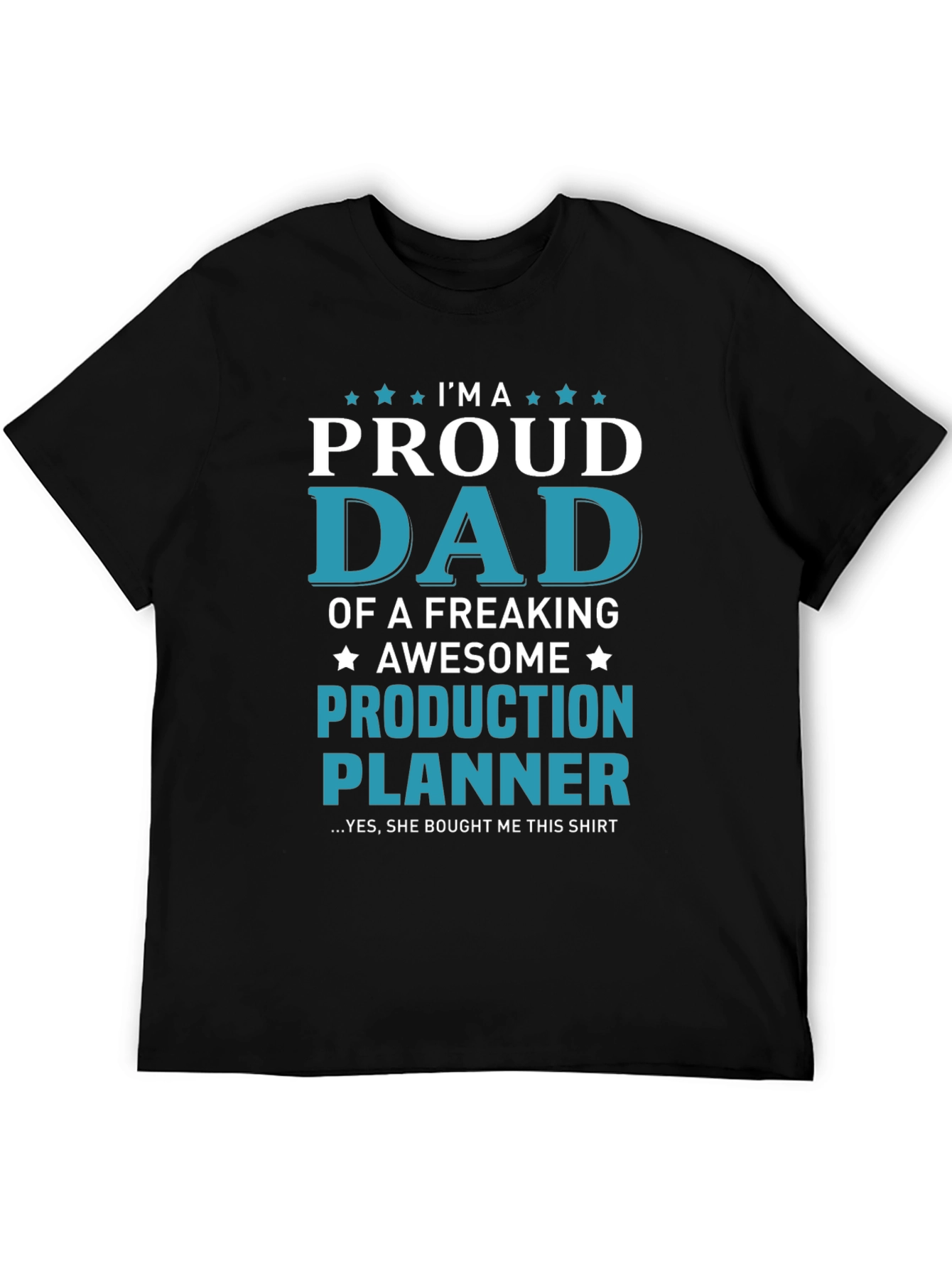 Black Proud Dad Production Planner T-Shirt - Gift for Dad view 5